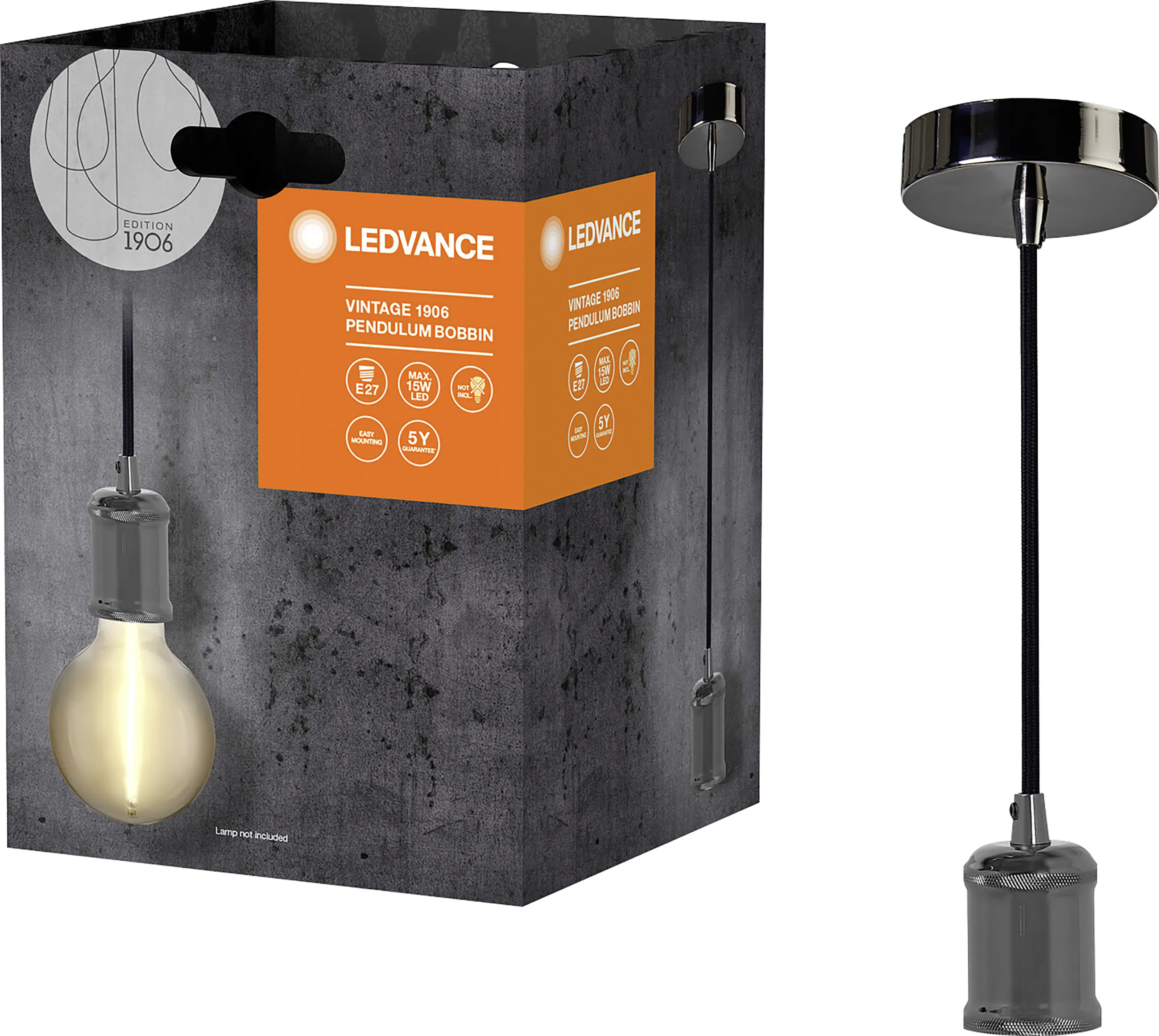 Ledvance Pendelleuchte dunkelgrau Pendulum E27 162,5 cm