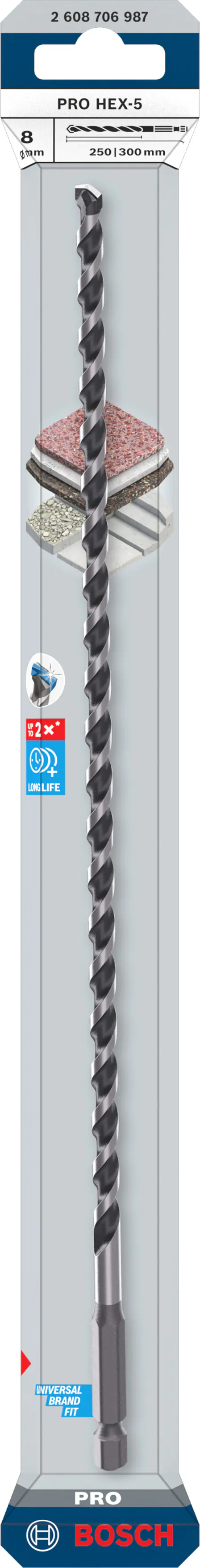 Bosch PRO Mehrzweckbohrer HEX-5 Ø 8 x 250 x 300 mm