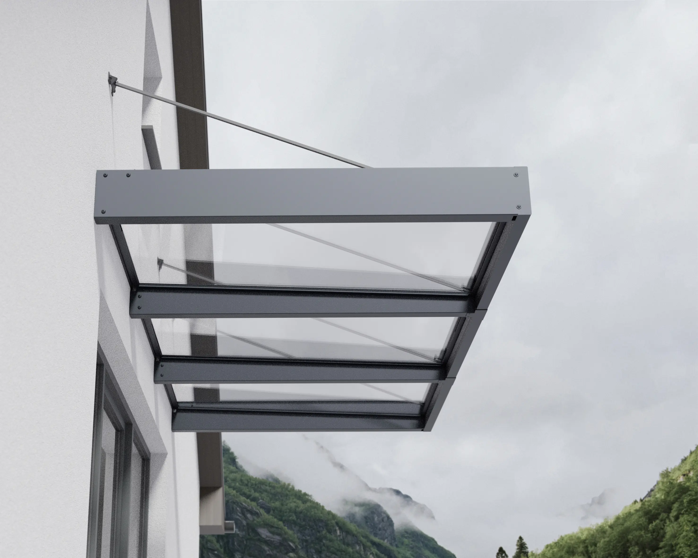 Canopia Vordach Sophia XL 3000 Grau Alu 286 x 140 cm