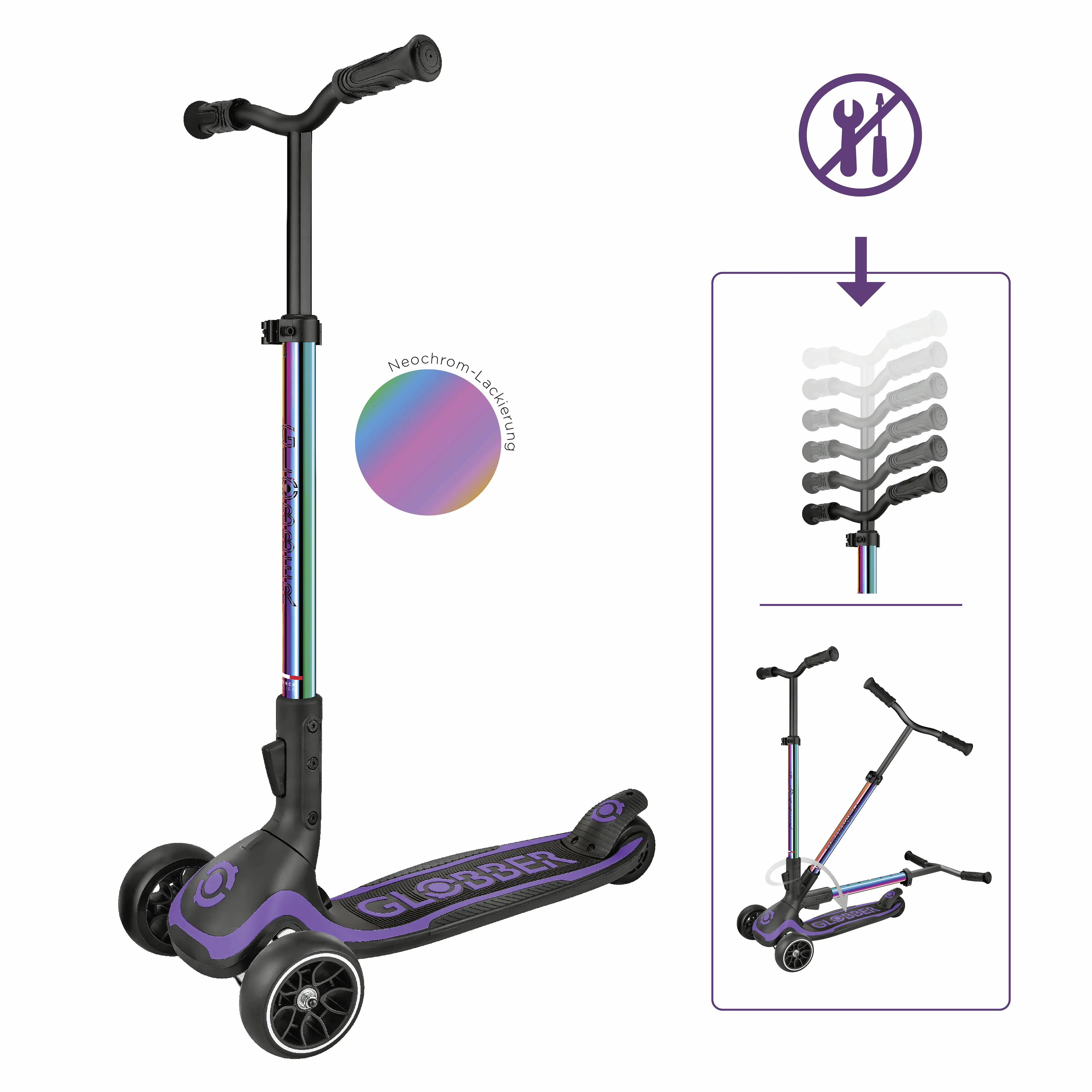 Globber Scooter für Kinder Ultimum schwarz/lila