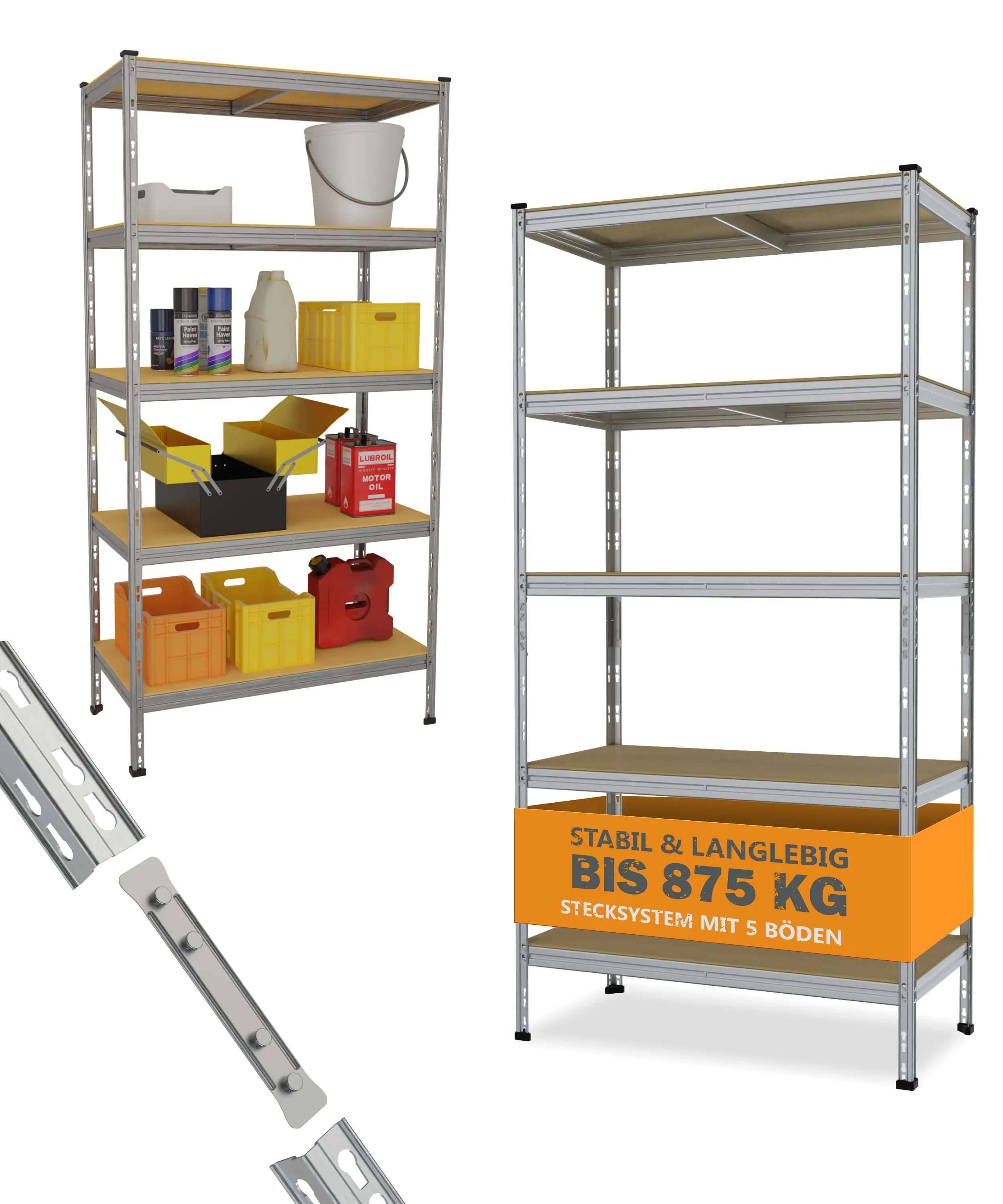 Schwerlastregal 180 x 90 x 45 cm 5 Holzböden 875 kg Schwerlastregal 180 x 90 x 45 cm 5 Holzböden 875 kg