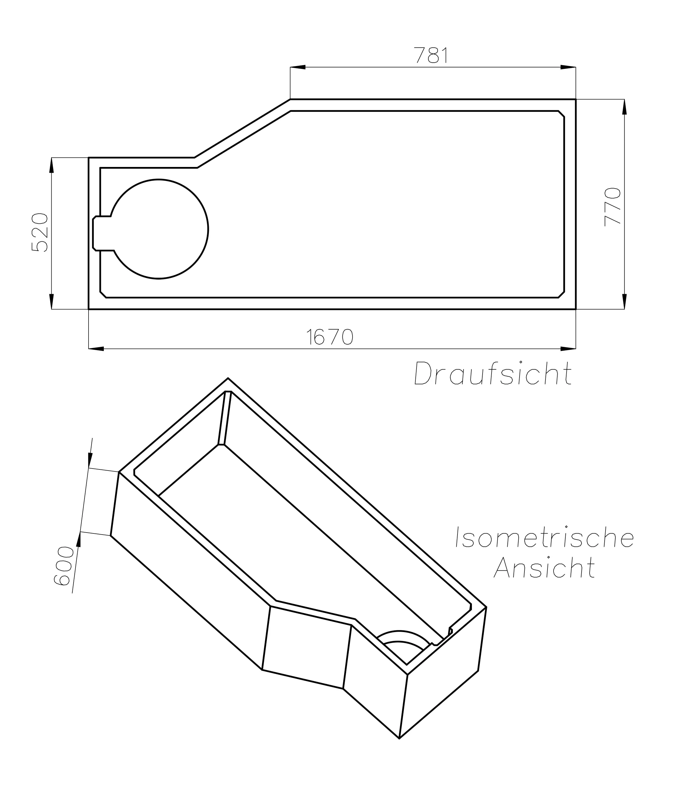 Ottofond Wannenträger Cello 1670 x 770 mm