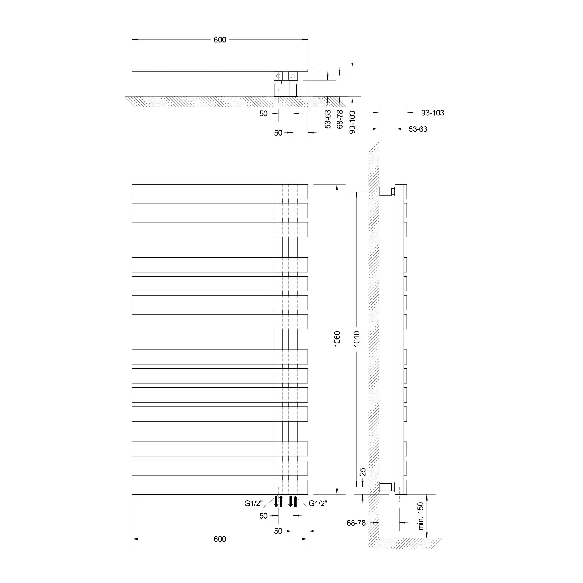 Schulte Design-Heizkörper Breda 106 x 60 cm alpinweiß 556 W