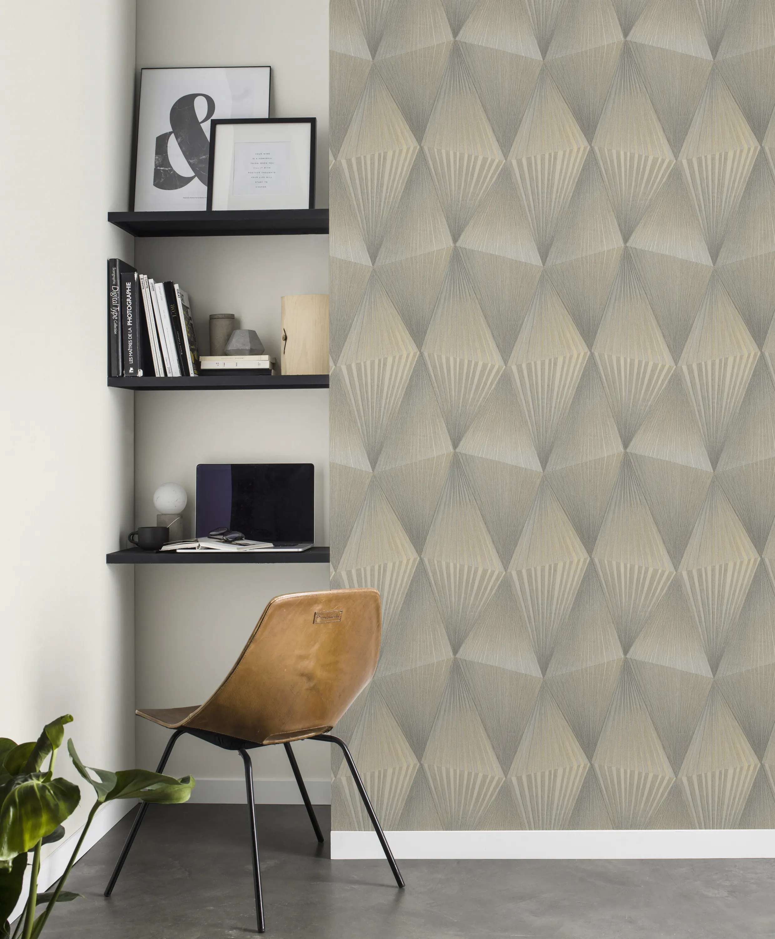 Tesa x Rasch selbstklebende Tapete Cairo Geometrie silber grau 6 x 0,53 m