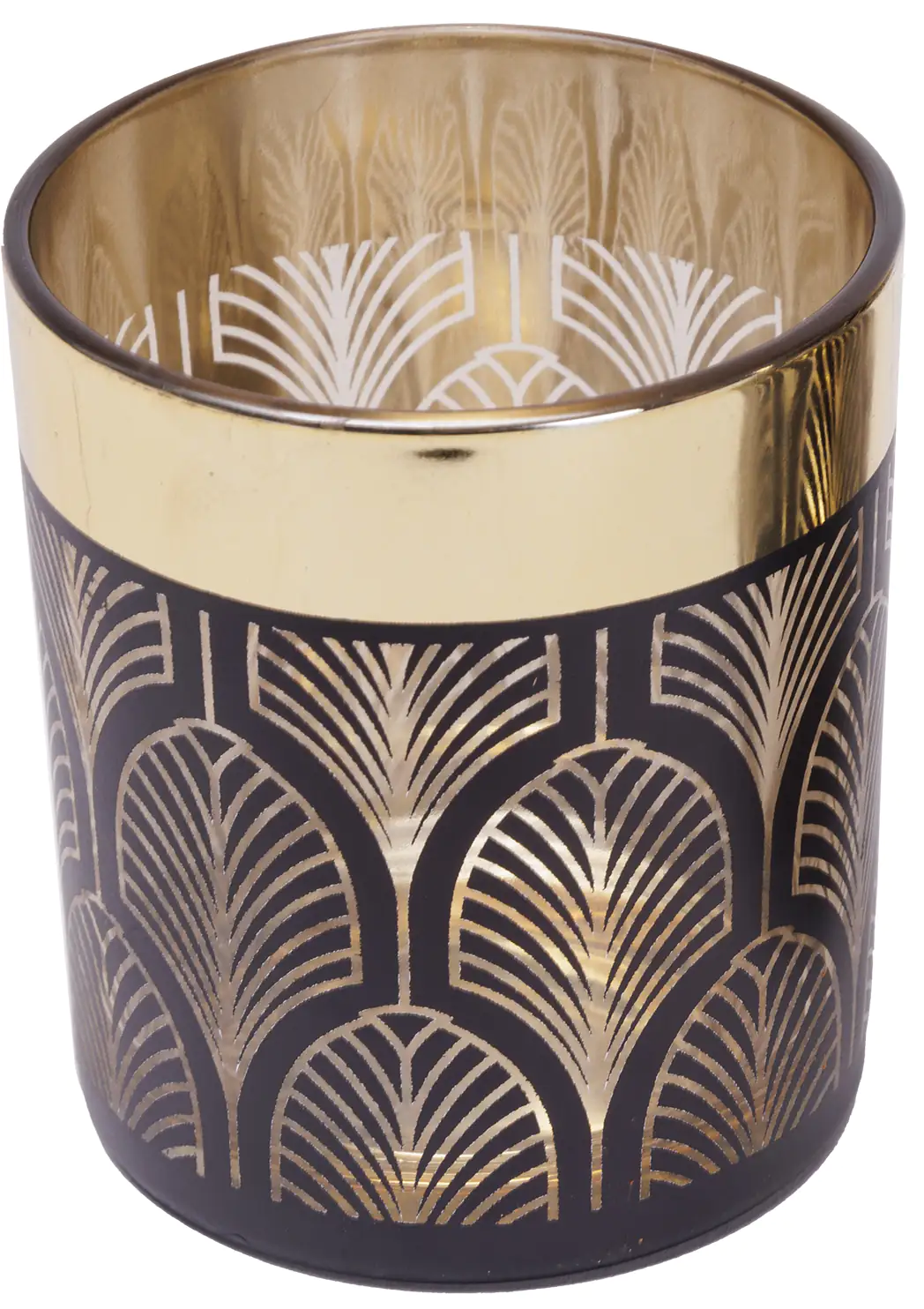 TrendLine Windlicht Glas Ø 8 cm schwarz gold TrendLine Windlicht Glas Ø 8 cm schwarz gold