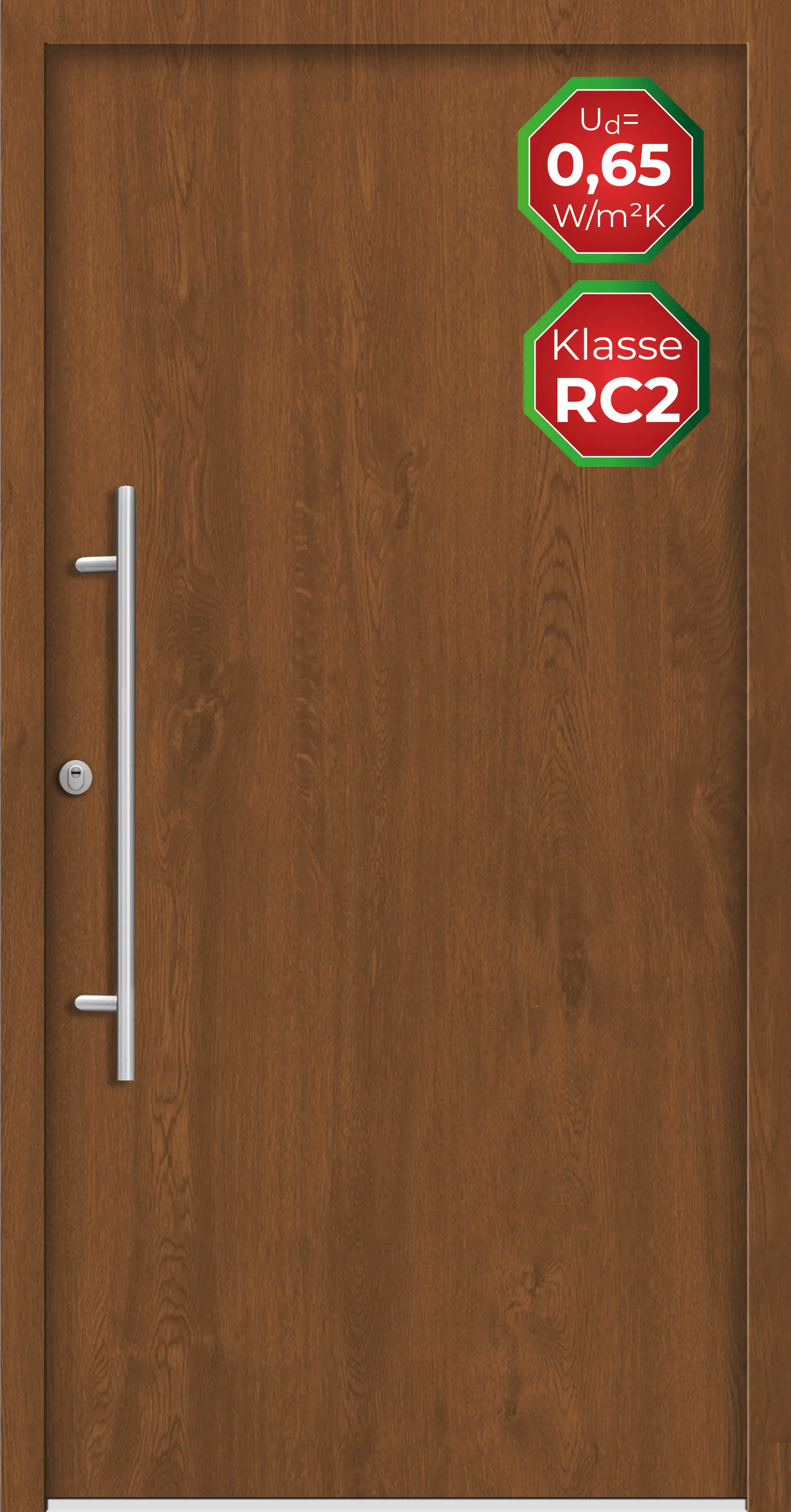 Splendoor Haustür Passivedoor Premium B05 RC2 Golden Oak DIN Links 100 x 210 cm