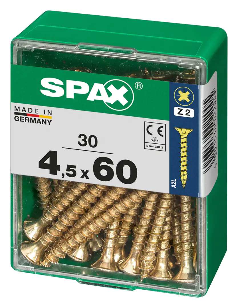 Spax Universalschrauben 4.5 x 60 mm PZ 2 - 30 Stk. Spax Universalschrauben 4.5 x 60 mm PZ 2 - 30 Stk.