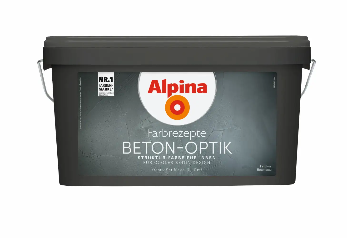 Alpina Innenfarbe Beton-Optik 3 L Basis und 1 L Finish, Dunkel Grau matt