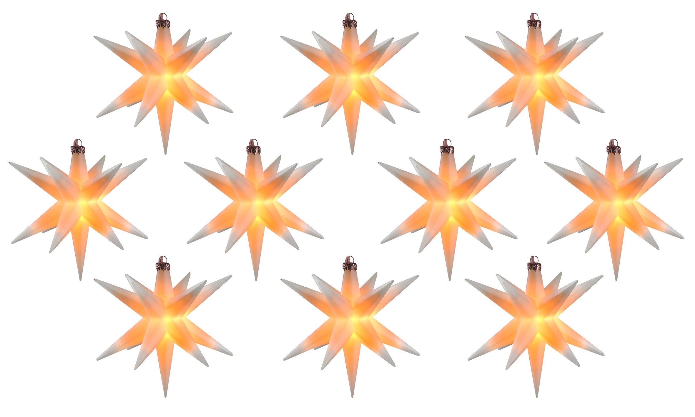 Saico LED-Lichterkette Stern mit Timer Ø 12 cm warmweiß weiß 10 Stück