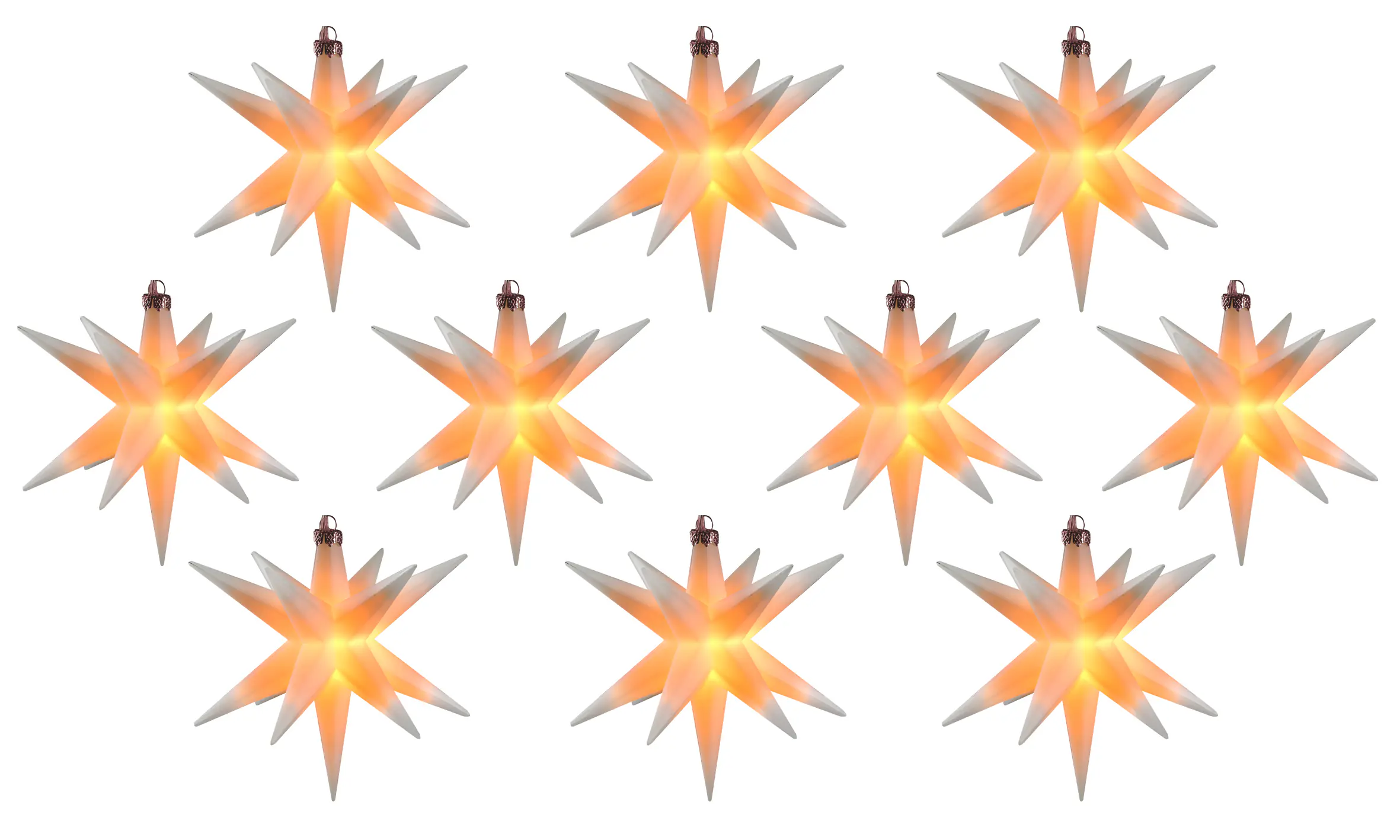 Saico LED-Lichterkette Stern mit Timer Ø 12 cm warmweiß weiß 10 Stück