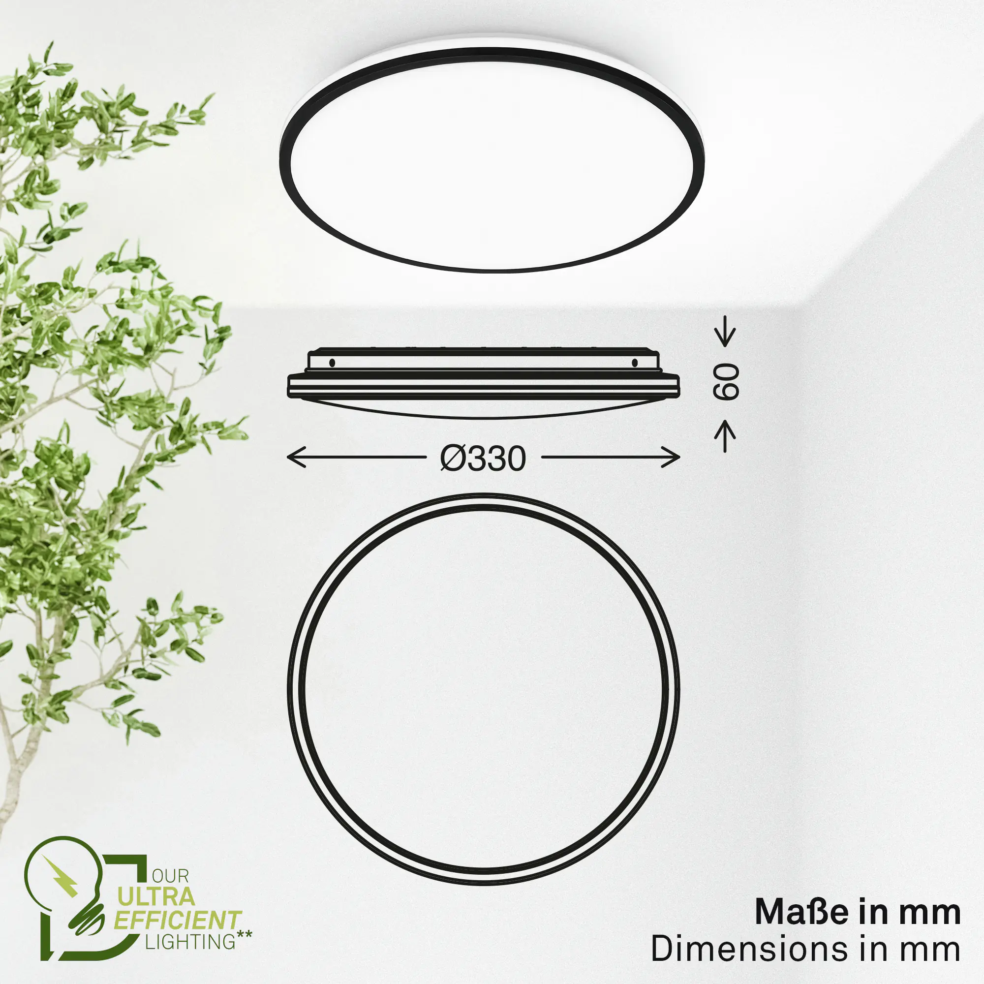 Briloner LED-Deckenleuchte Lana Ø 33 cm weiß-schwarz neutralweiß 