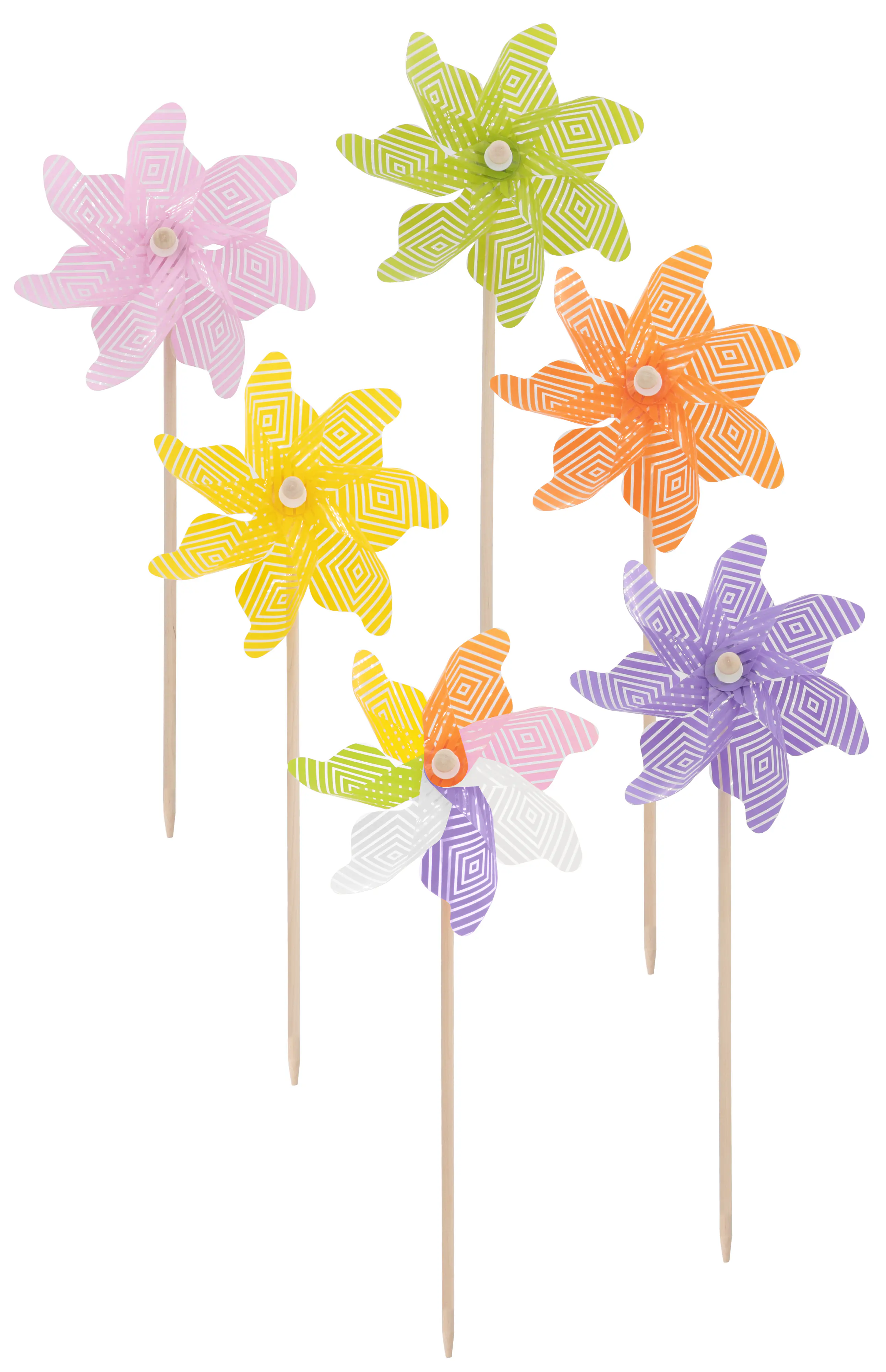 Glorex Gartenstecker Windrad 22 x 55 cm bunt gestreift 6-fach sortiert