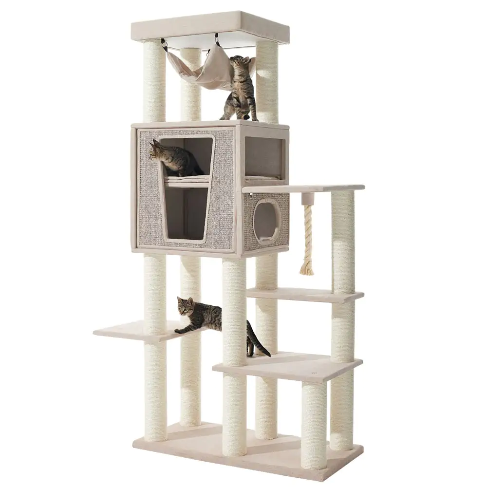 Nobby Kratzbaum Kasil H 203 cm Leinenoptik cream