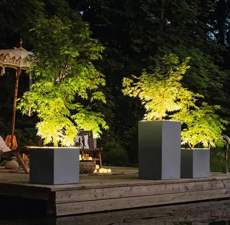 Lechuza Pflanzgefäß Canto Stone 40 LED low graphitschwarz