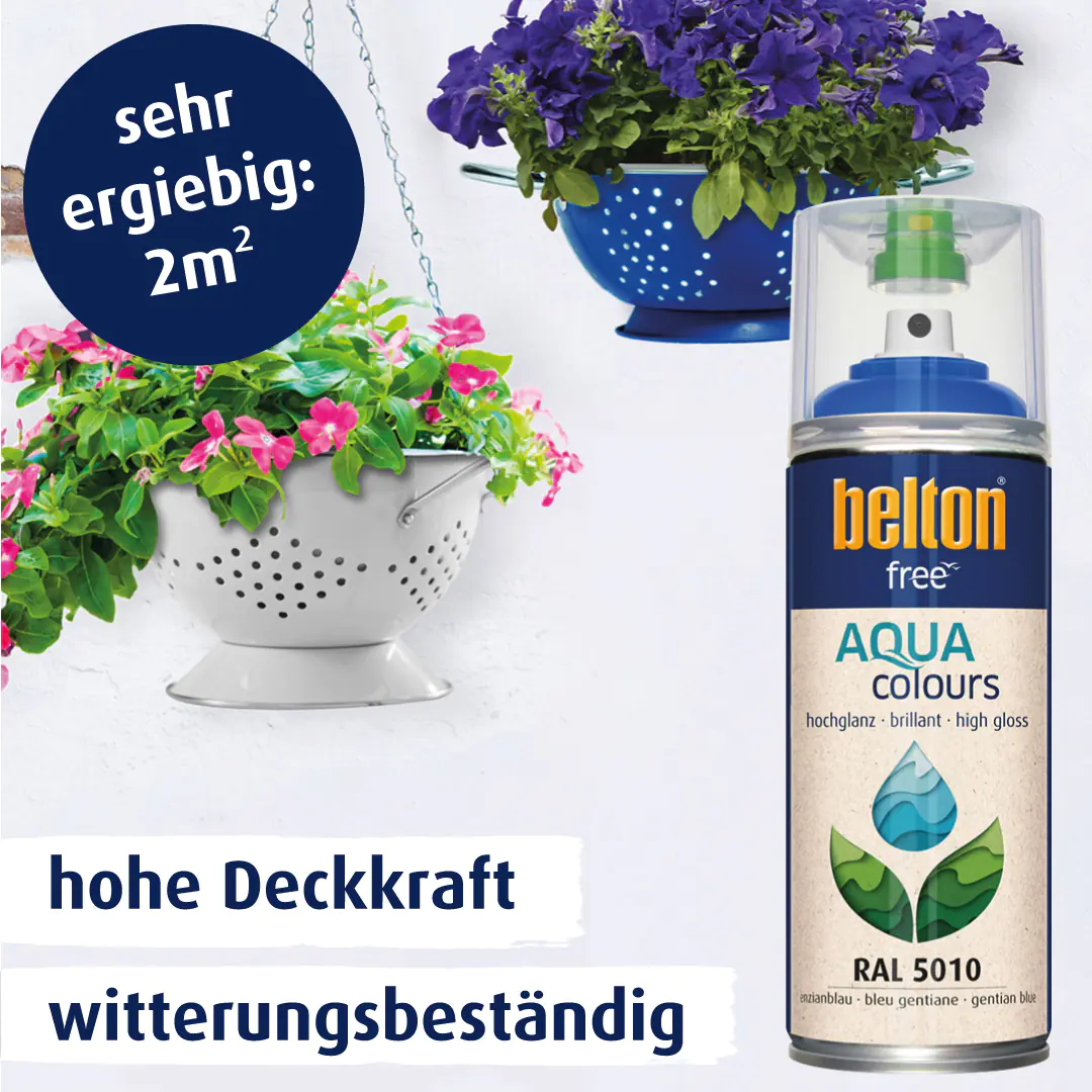 belton free Lackspray AQUAcolours 400 ml enzianblau hochglanz