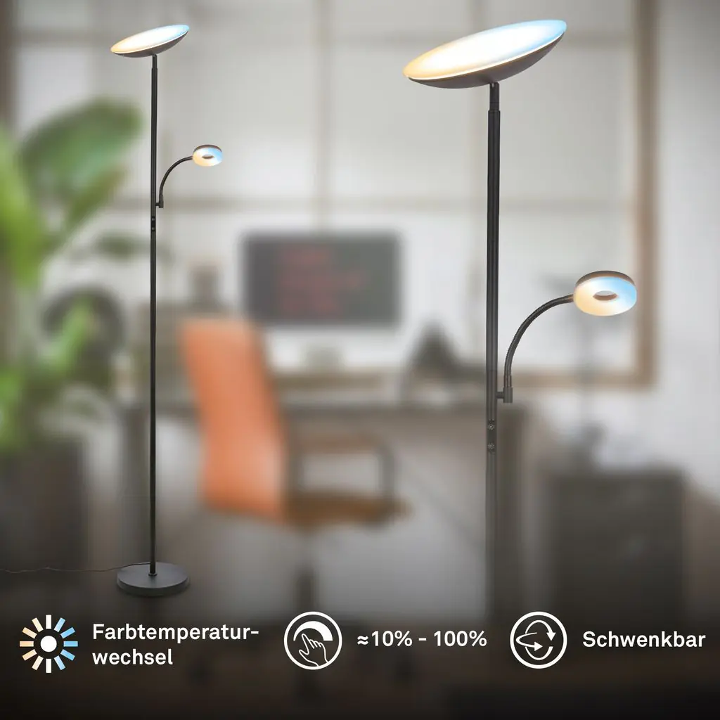 Briloner LED-Stehleuchte SIRA mit Lesearm Ø 26 x 180 cm schwarz