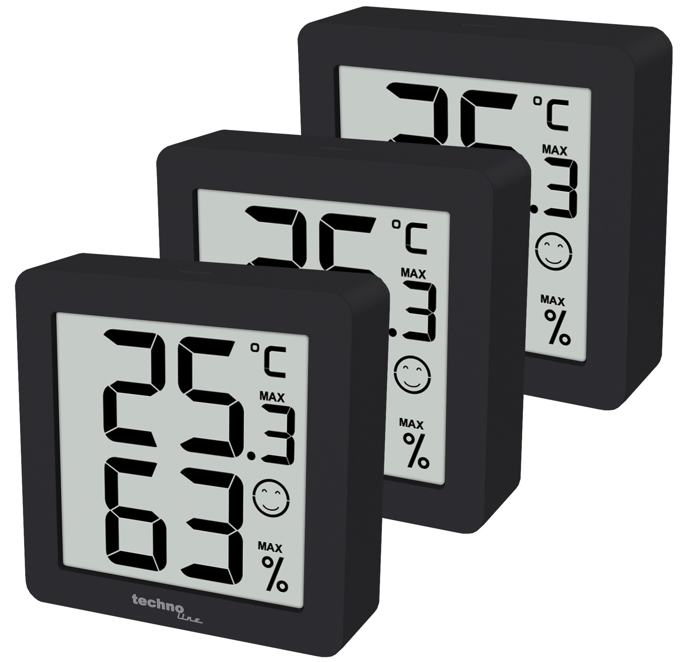Technoline Thermo-Hygrometer WS9425 3er Set schwarz