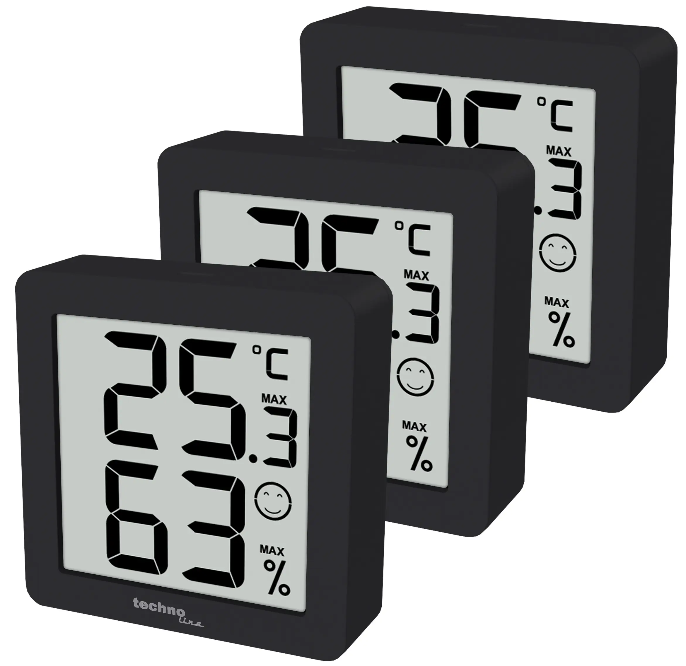 technoline Thermo-Hygrometer WS9425 3er Set schwarz