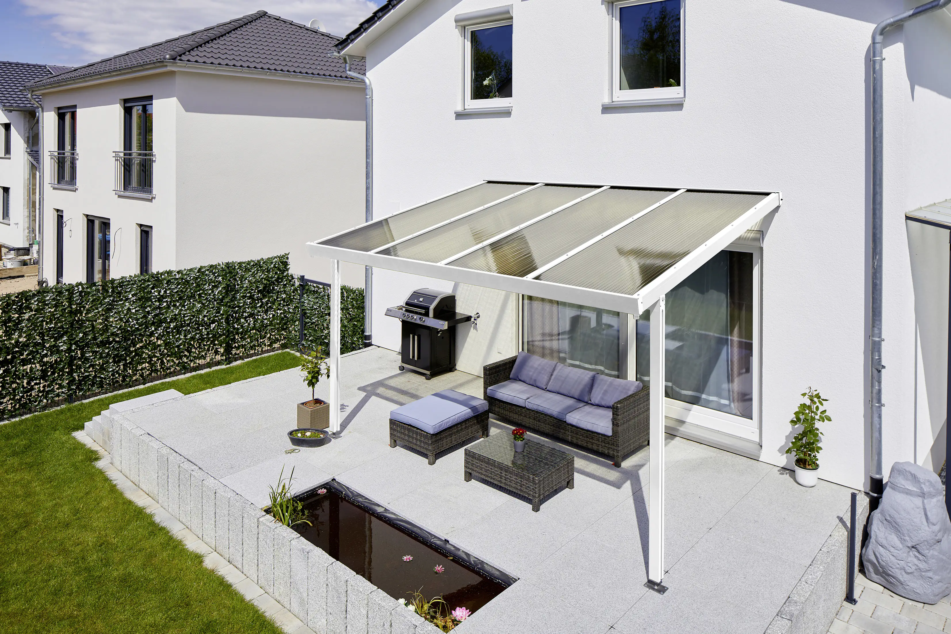 Gutta Premium Terrassendach 410,2 x 306 cm weiß Acryl bronce 16 mm