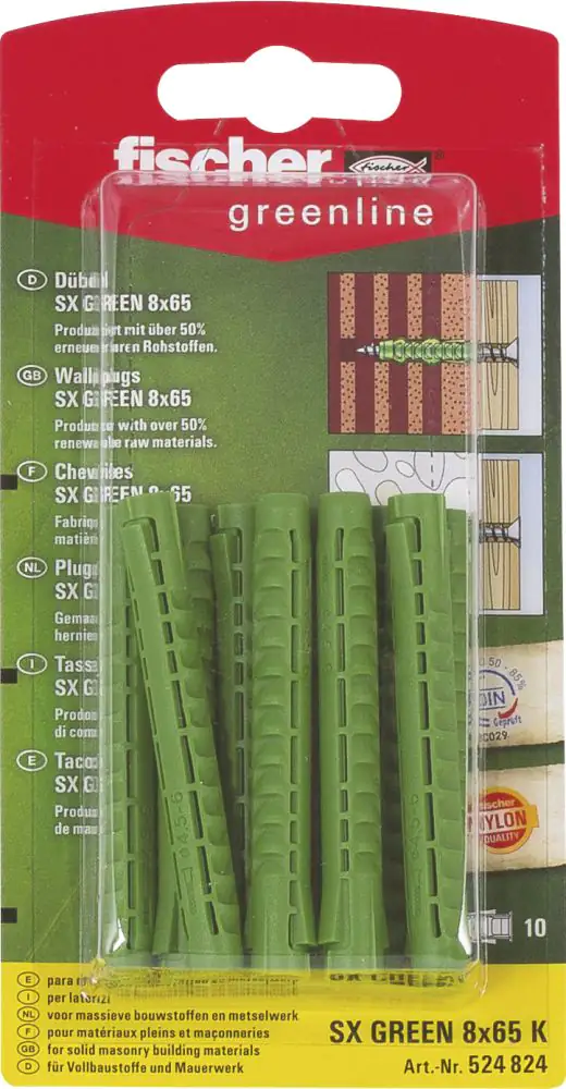 Fischer Spreizdübel SX green 8.0 x 65 mm - 10 Stück