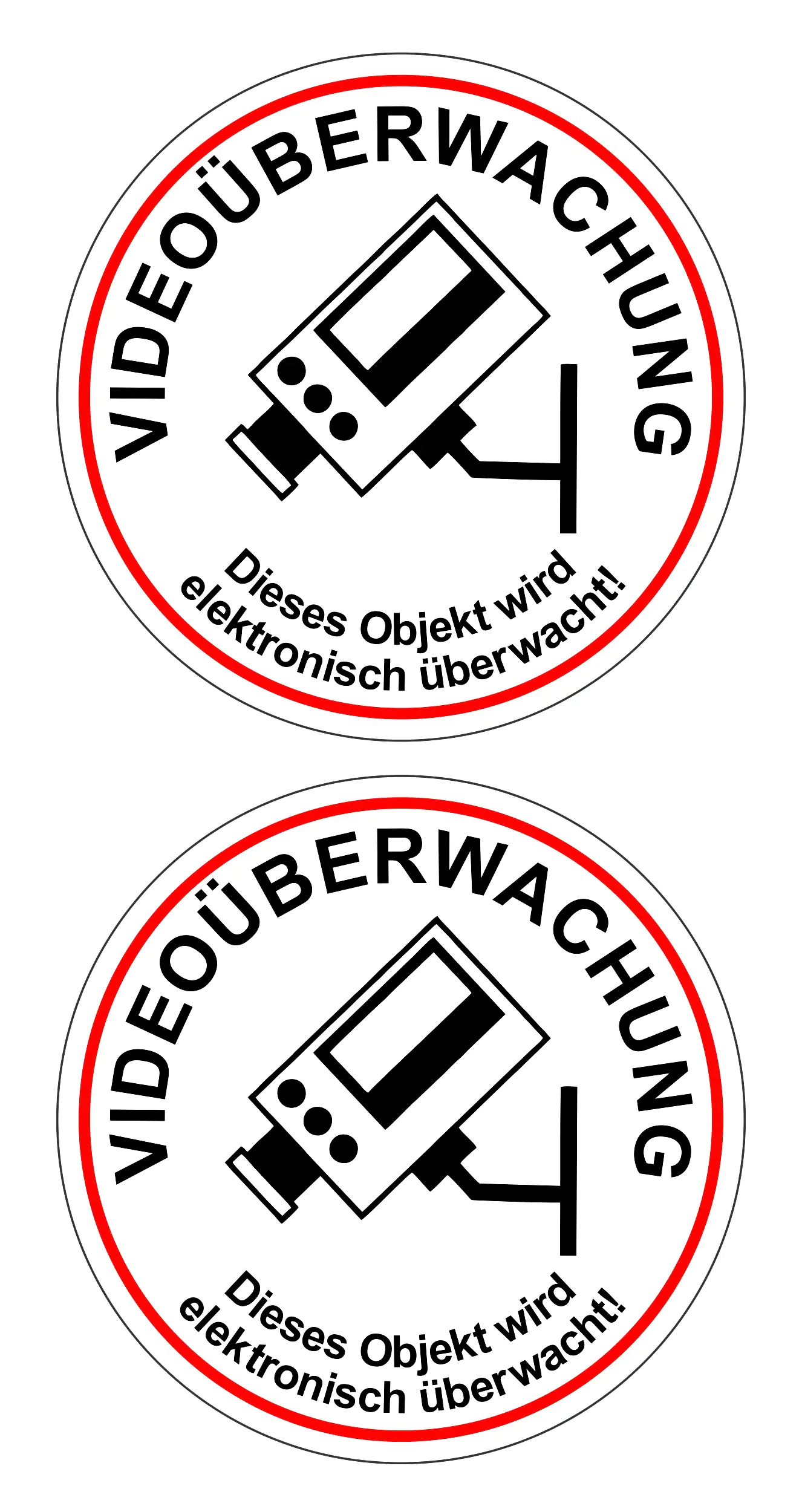 Hermann Schütz Aufkleber Videoüberwachung 2er-Set je Ø 60mm