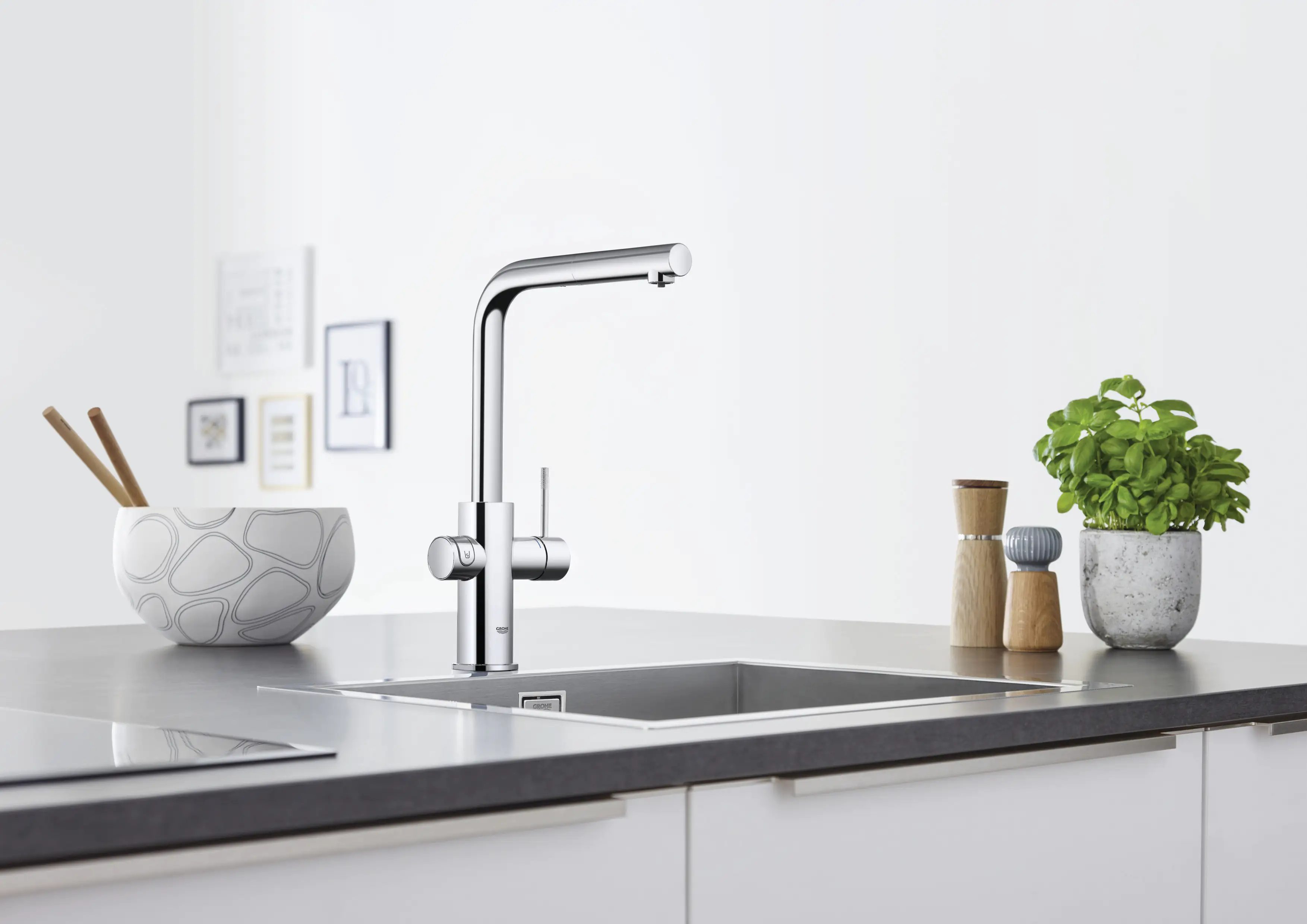 Grohe Blue Home L-Auslauf Starter Kit mit herausziehbarem Mousseurauslauf chrom Grohe Blue Home L-Auslauf Starter Kit mit herausziehbarem Mousseurauslauf chrom