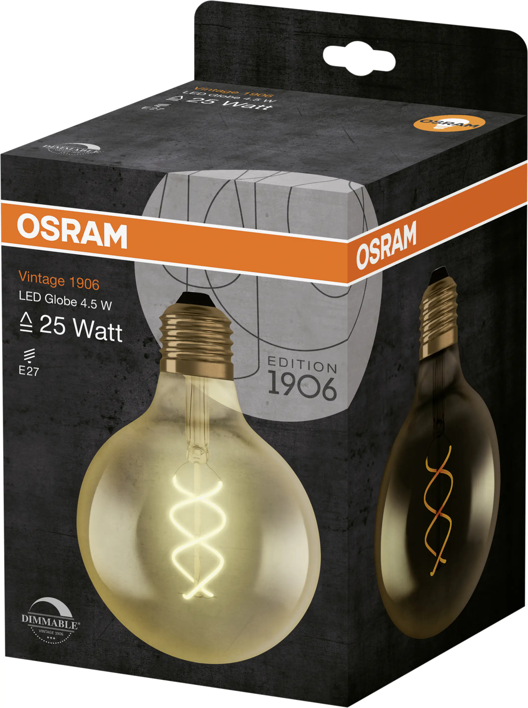Osram LED Leuchtmittel Vintage 1906 E27 4W warmweiß, dimmbar, amber