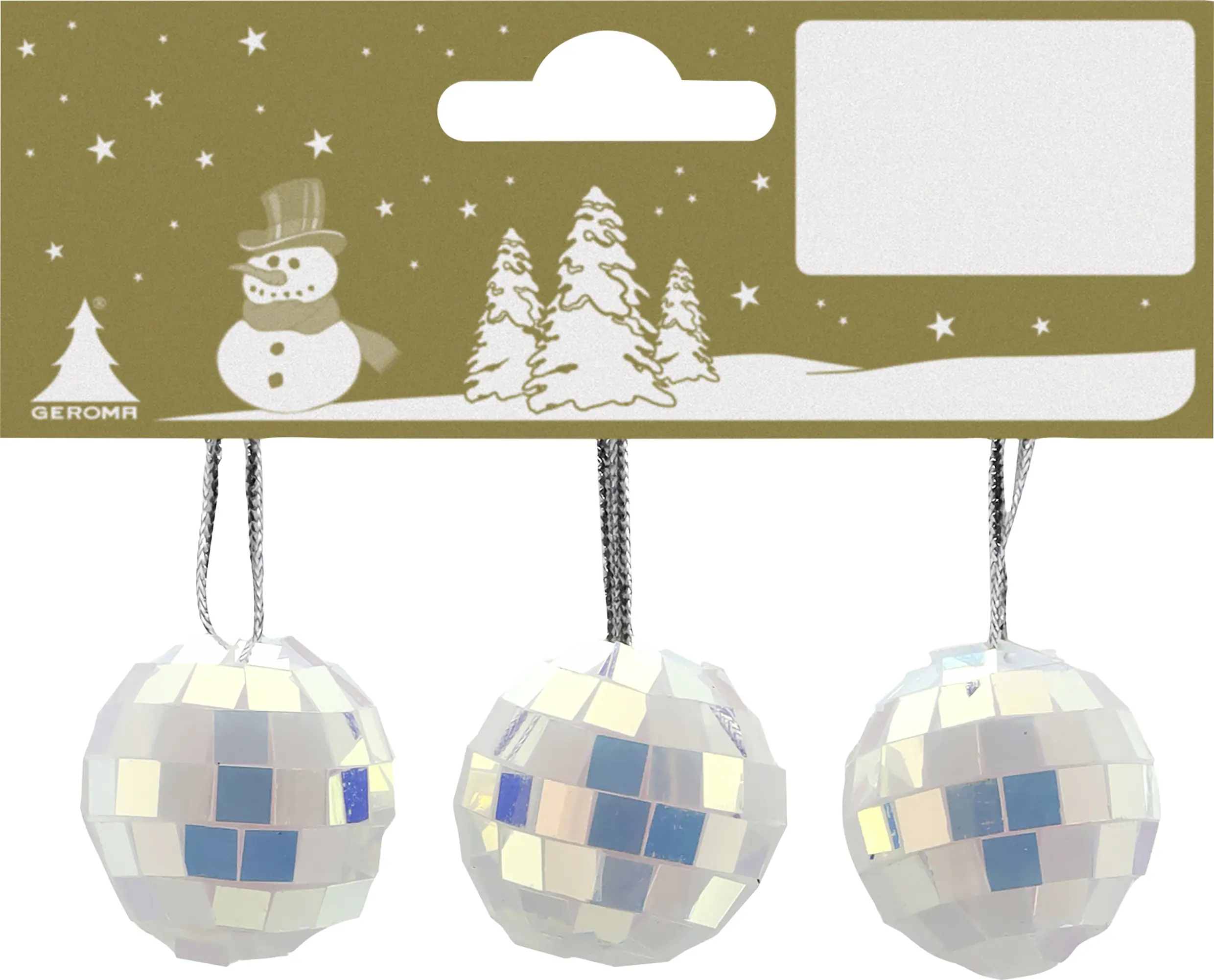 Weihnachtsanhänger Discokugel aus Kunststoff Ø 3 cm perlmutt - 3 Stück