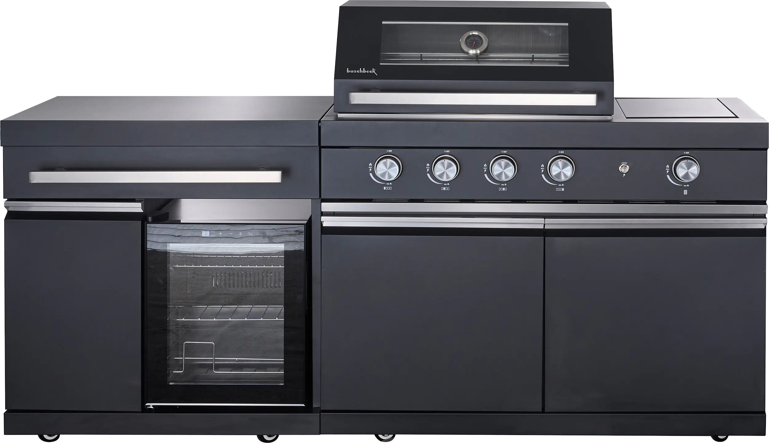 Buschbeck Outdoorküche Newcastle schwarz, 199 x 120 x 58 cm, inkl. 4-Brenner Gasgrill