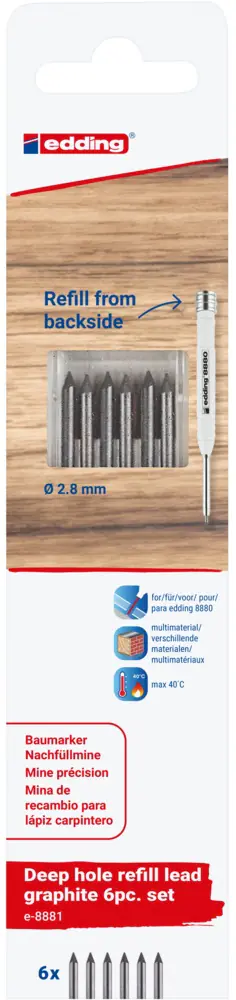 edding 8881 Nachfüllminen Tieflochmarker 15,8 cm grau-gelb-rot sortiert