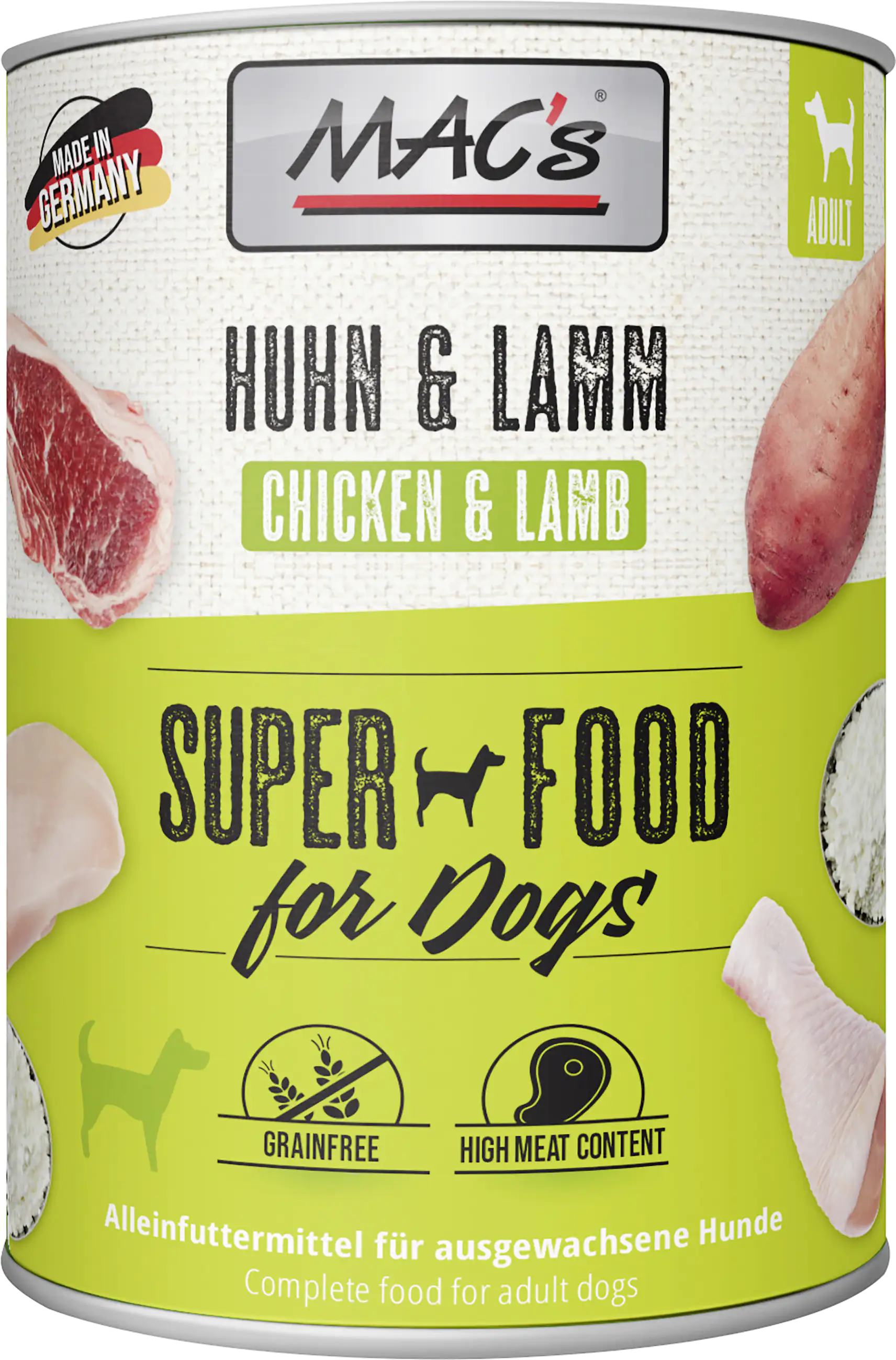 Macs Dog Hundenassfutter Adult getreidefrei 800 g Huhn & Lamm