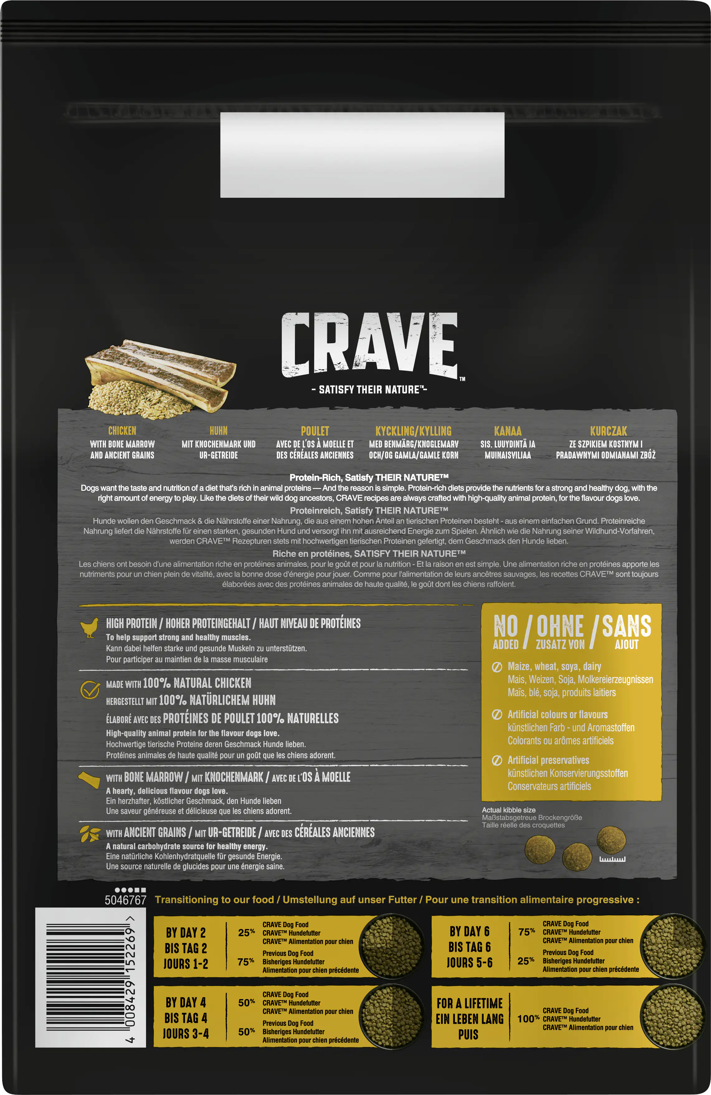 Crave Adult Huhn mit Knochenmark und Urgetreide Hundefutter 2,8 kg