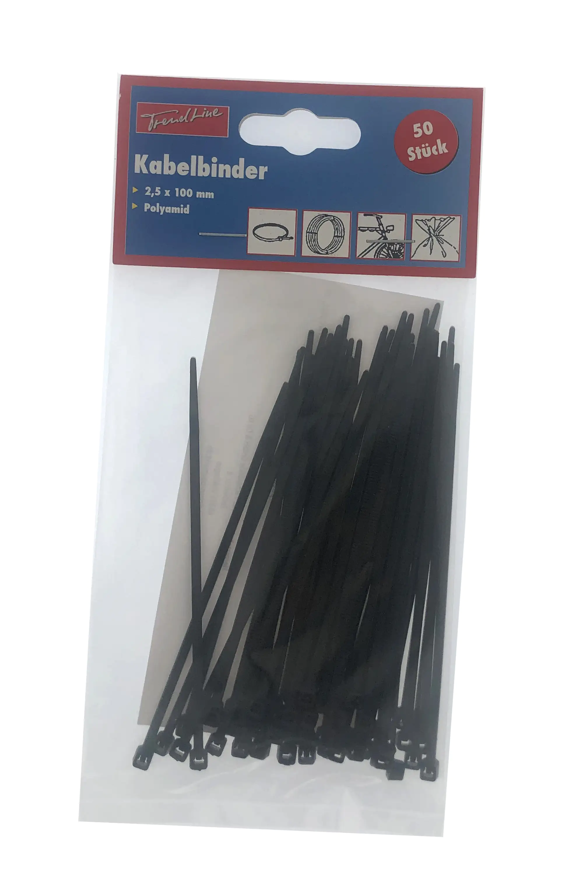 TrendLine Kabelbinder schwarz 2,5 x 100 mm, 50 Stück TrendLine Kabelbinder schwarz 2,5 x 100 mm, 50 Stück