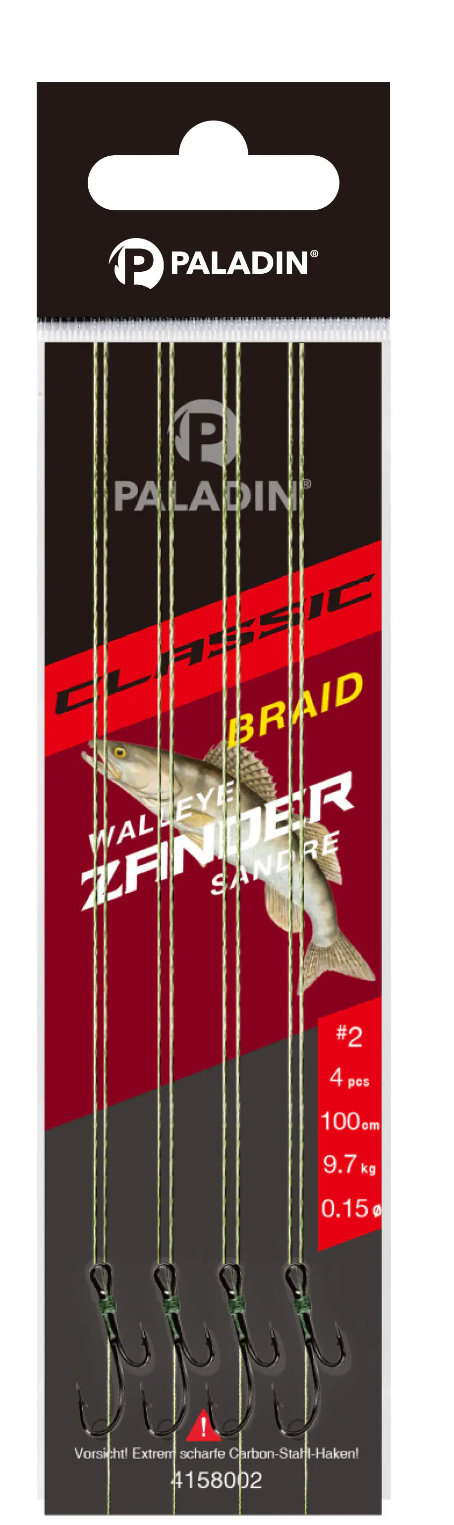 Paladin Zander Ryderhaken gebunden Größe 4 100 cm 4 Stück