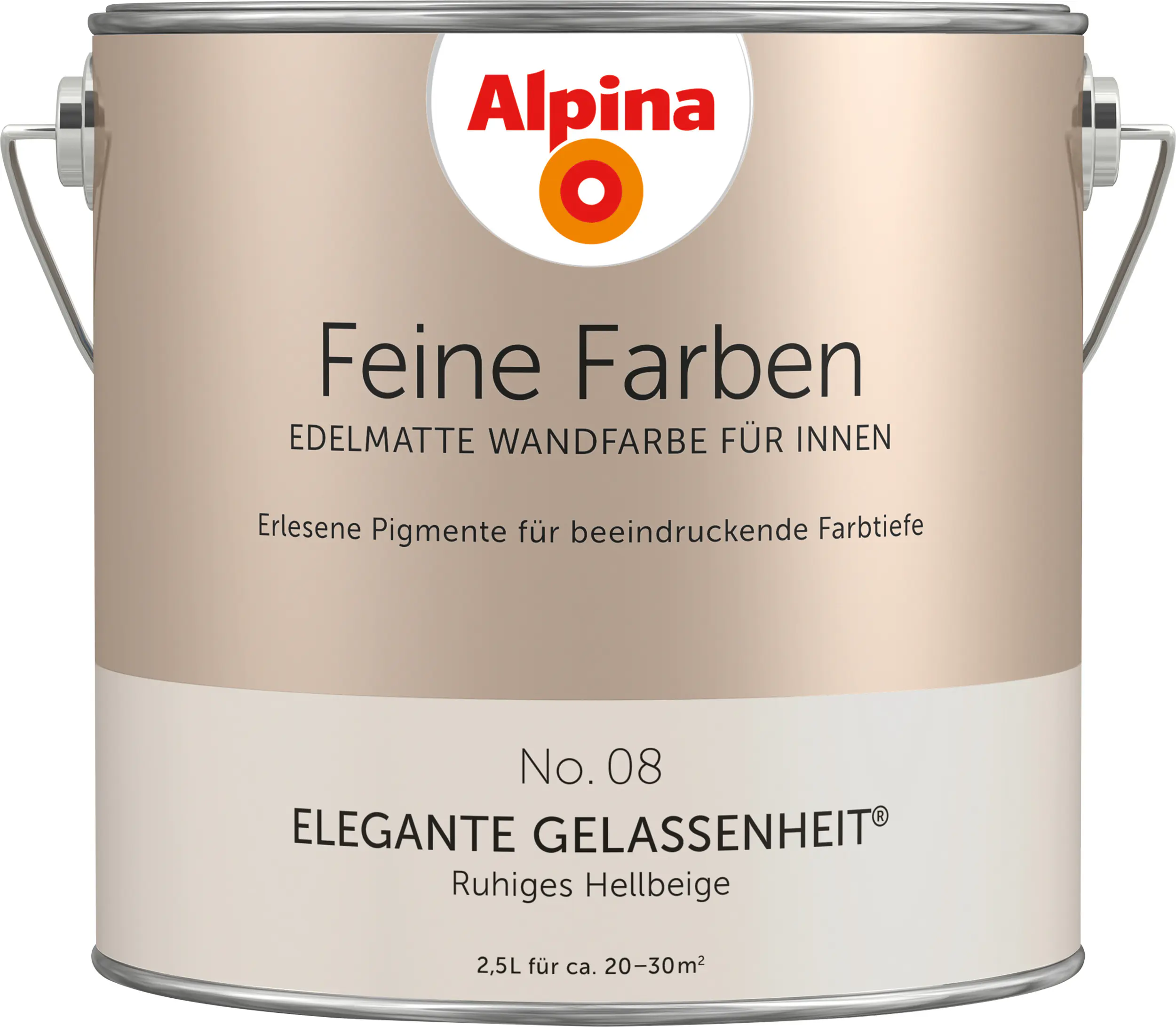 Alpina Feine Farben Wandfarbe No. 08 Elegante Gelassenheit - ruhiges hellbeige edelmatt 2,5 L