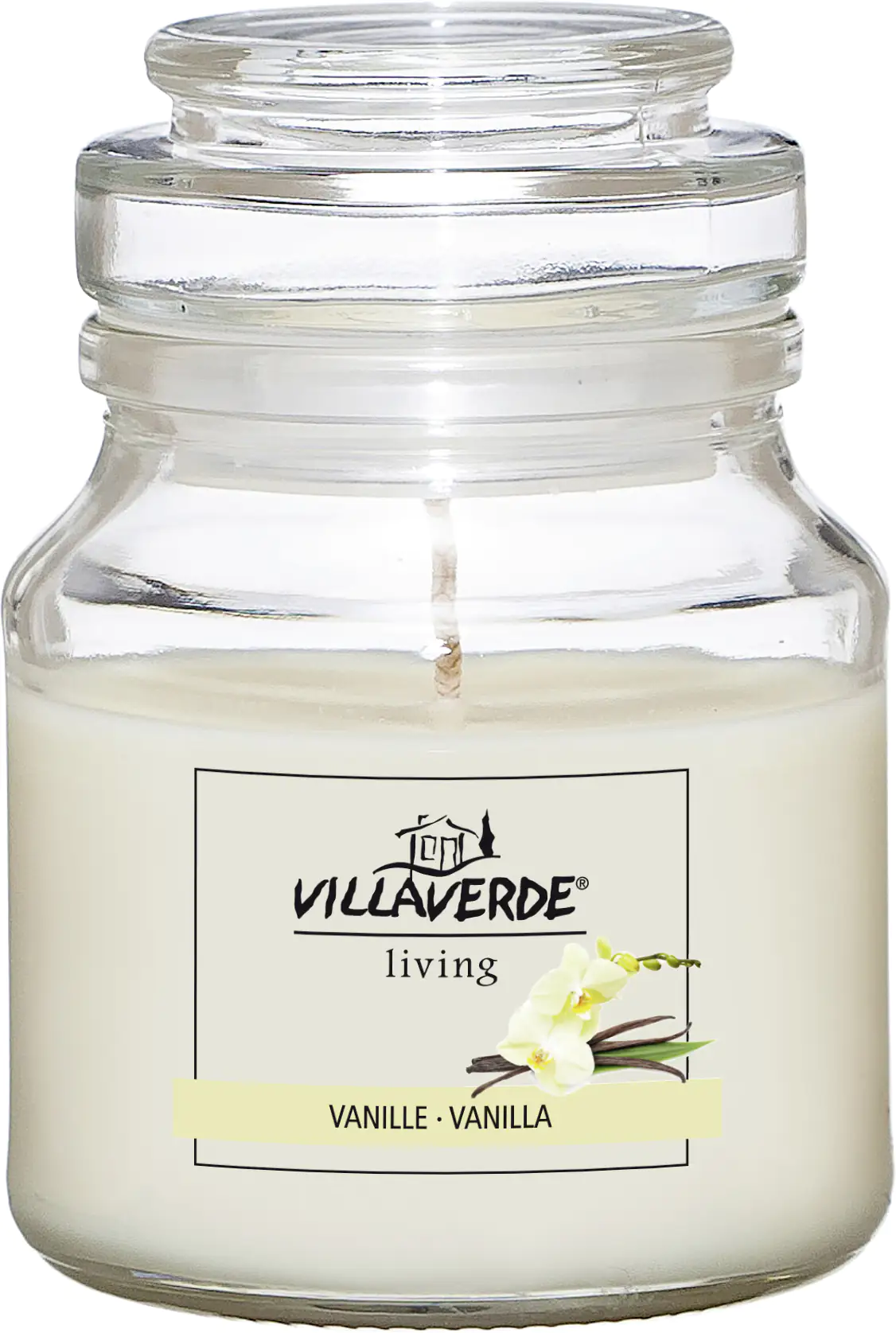 Villa Verde Duftkerze im Glas m. Deckel Vanille, Höhe: 7,8 cm, Ø 7 cm