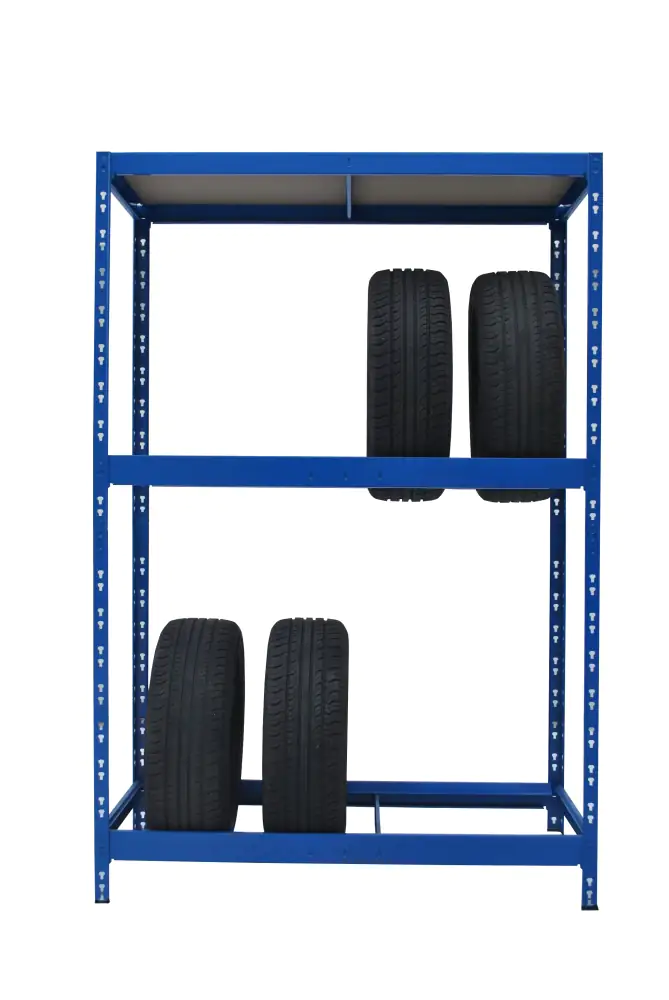 Metallsteckregal für Reifen 179 x 130 x 50 cm 1 Holzboden, 2 Reifenebenen