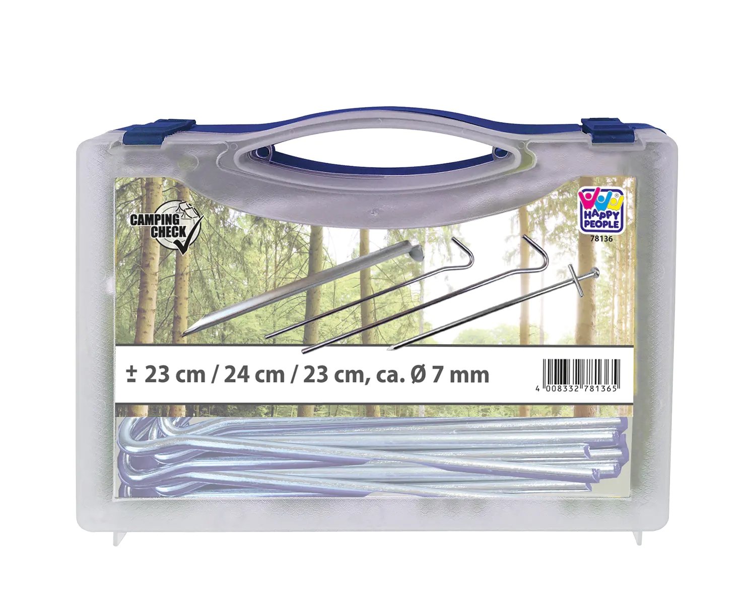 Happy People Campingbox mit Zeltnägeln blau