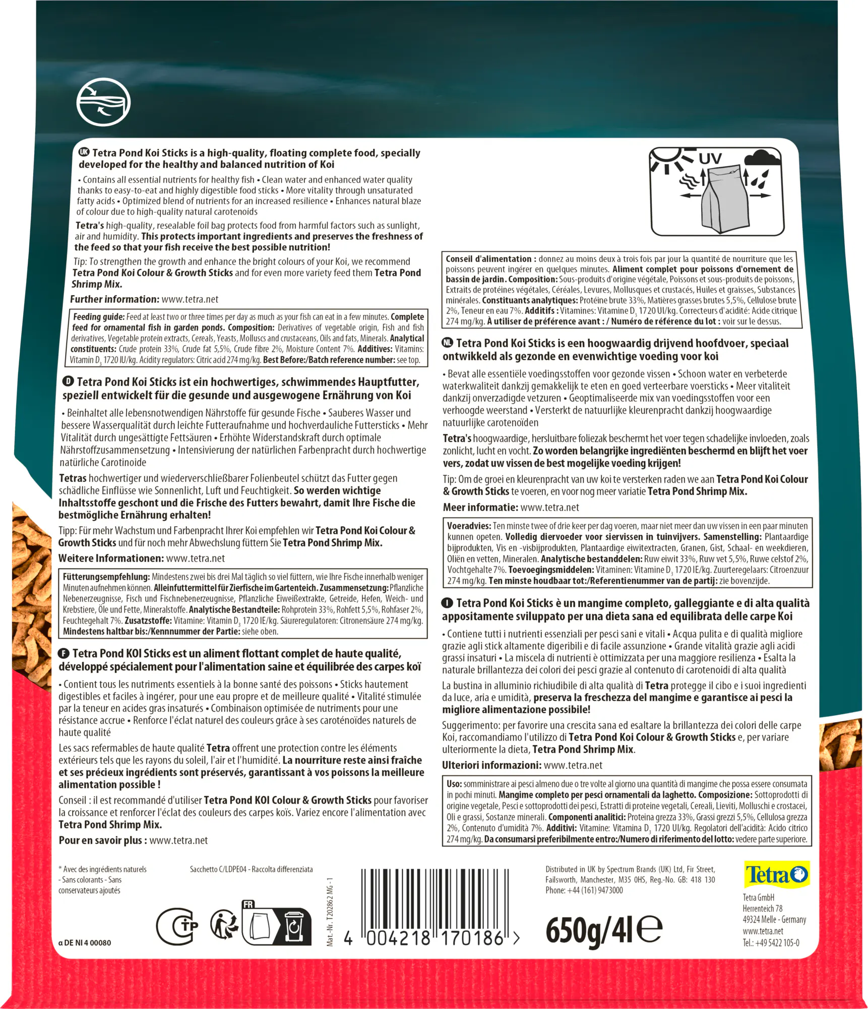 Tetra Teichfutter Pond Koi Sticks 4 l