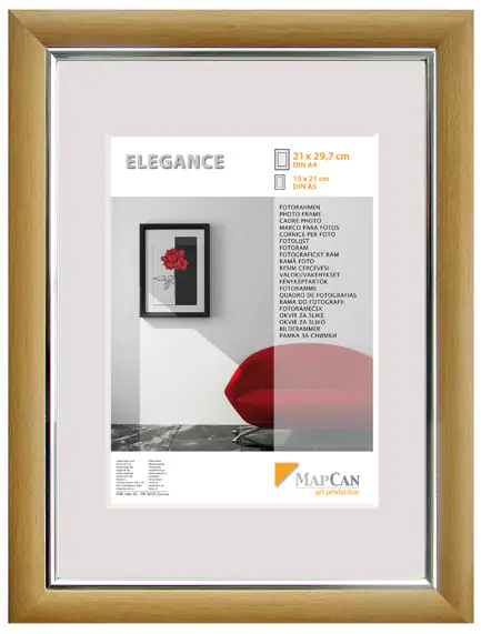 Kunststoff Bilderrahmen Elegance buche-metallic-silber, 61 x 91,5 cm