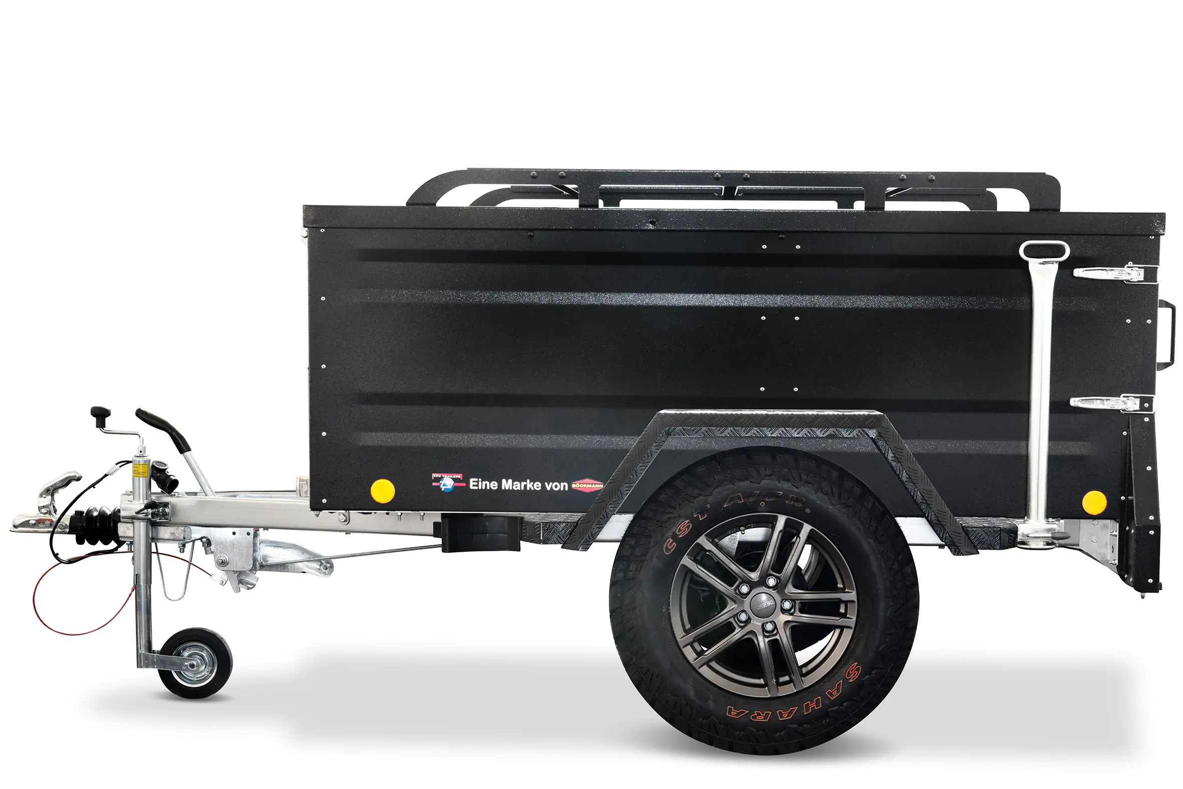 TPV Kofferanhänger KT-EB2 Offroad schwarz pulverbeschichtet gebremst 1000 kg mit Radstoßdämpfern