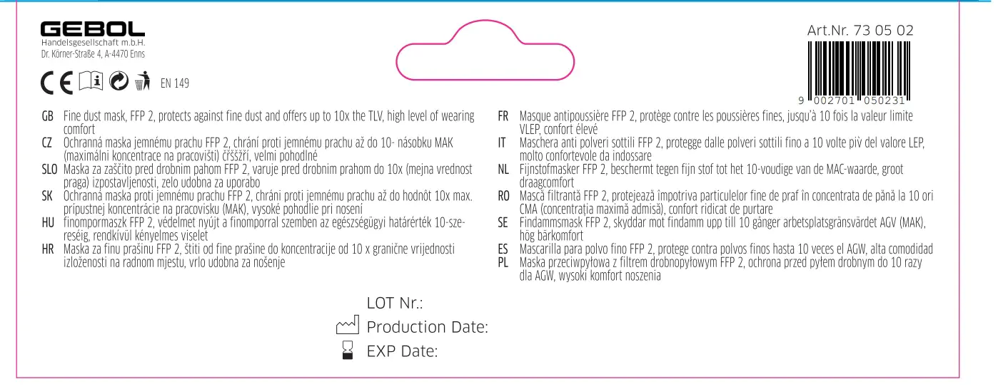 Gebol Schutzmaske FFP2 Profi 2 Stück SB