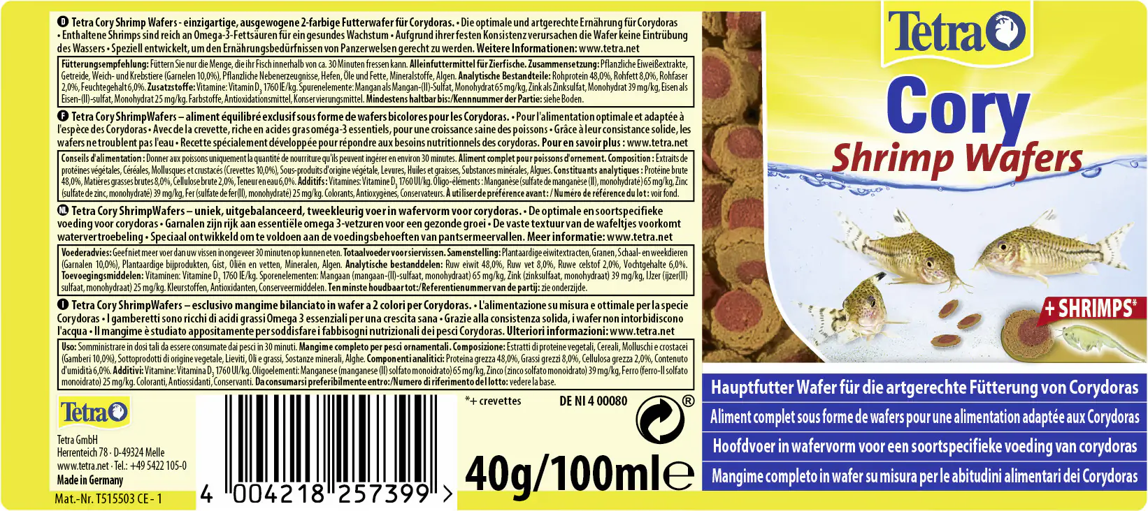 Tetra Cory Shrimp Wafers 100 ml Tetra Cory Shrimp Wafers 100 ml