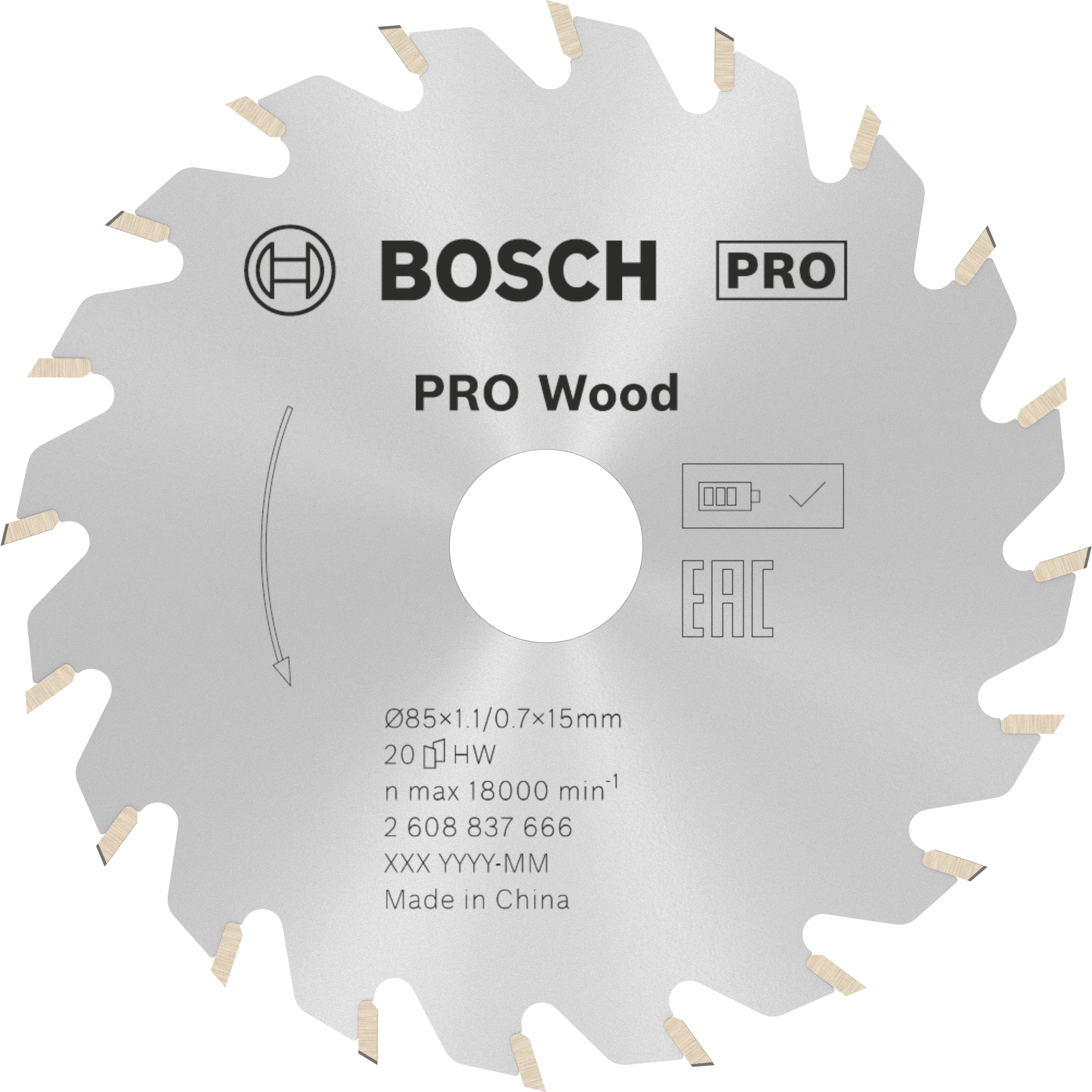Bosch PRO Wood cordless Kreissägeblatt 85 x 1,1 x 15 mm