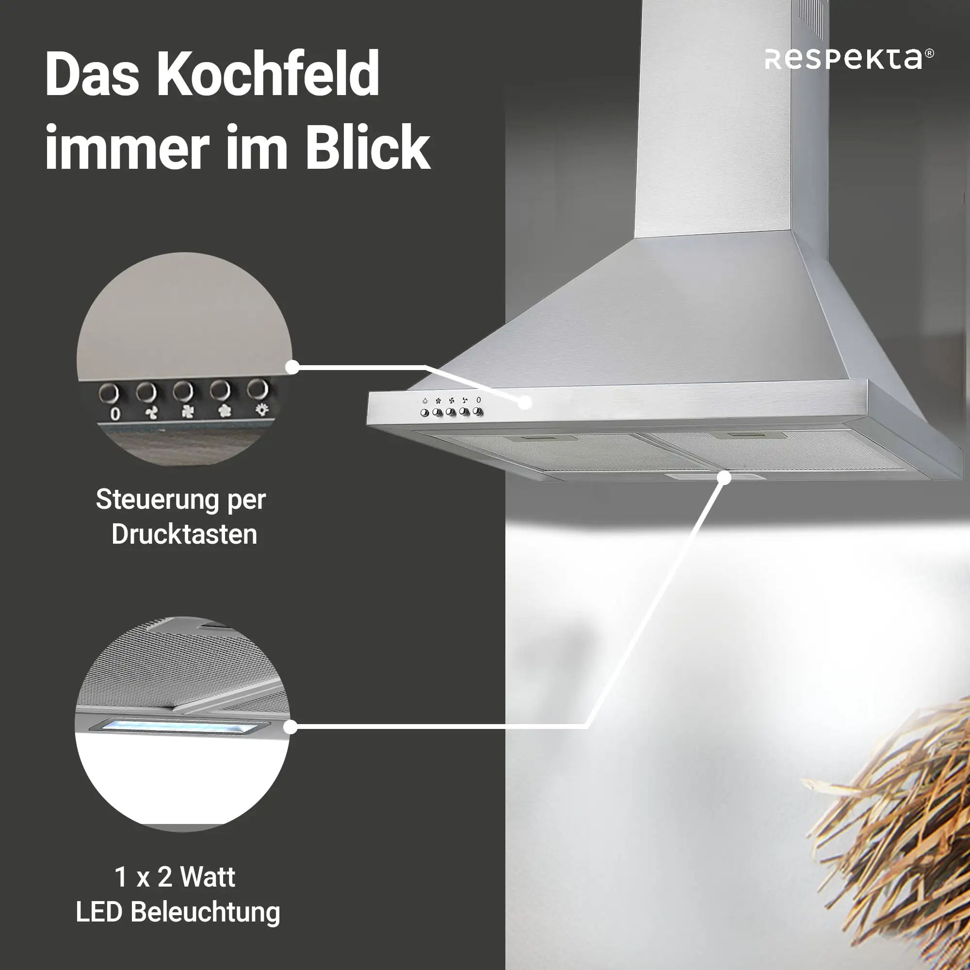 respekta Kaminhaube Edelstahl 60 cm CH22078IXB EEK: B 60 cm respekta Kaminhaube Edelstahl 60 cm CH22078IXB EEK: B 60 cm