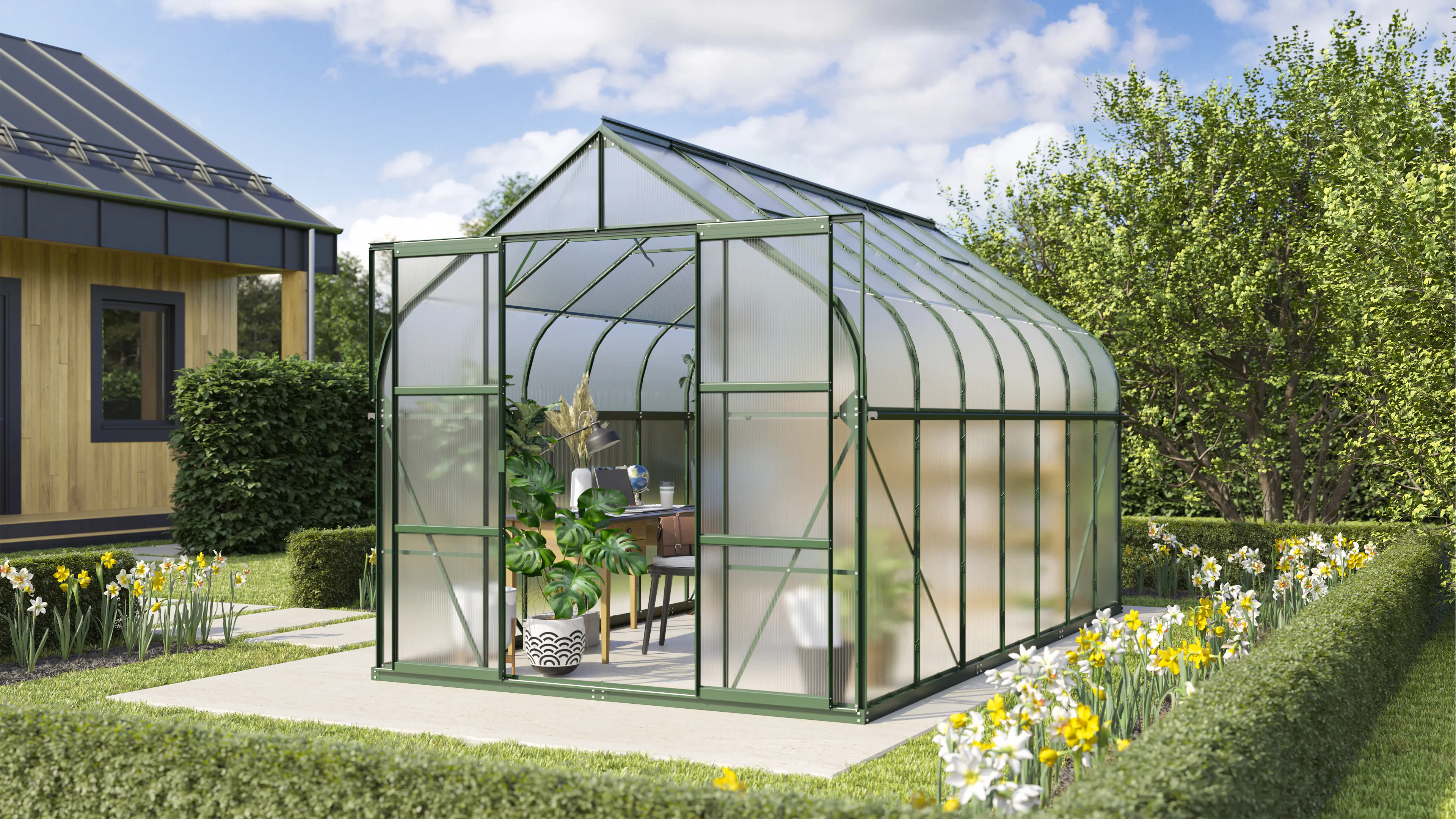 Vitavia Gewächshaus-Set-Set Dione 11500 HKP 4 mm smaragd 254 x 441 cm