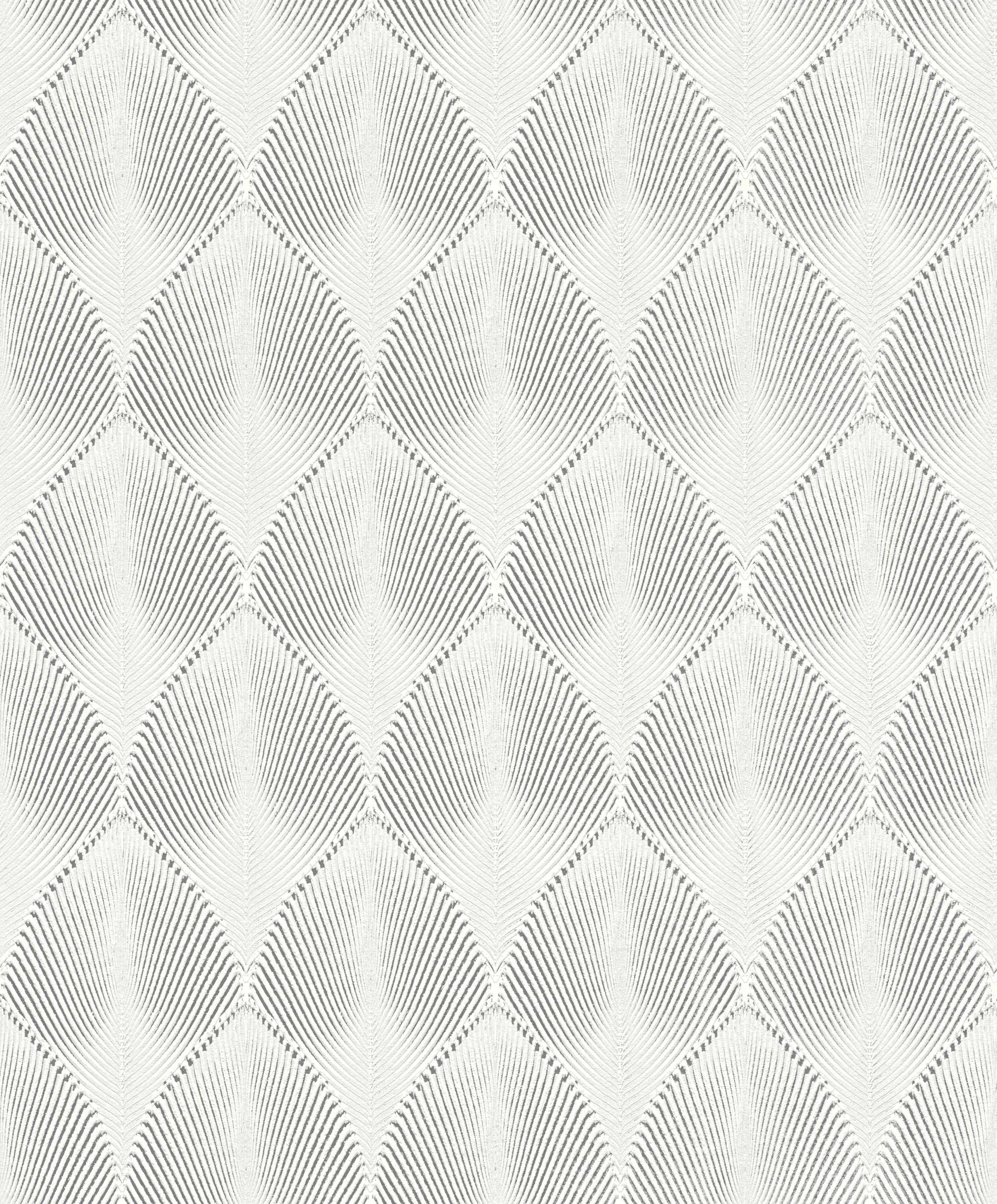 Rasch Vliestapete 535839 Yucatan grafik weiß silber, 10,05 x 0,53 m