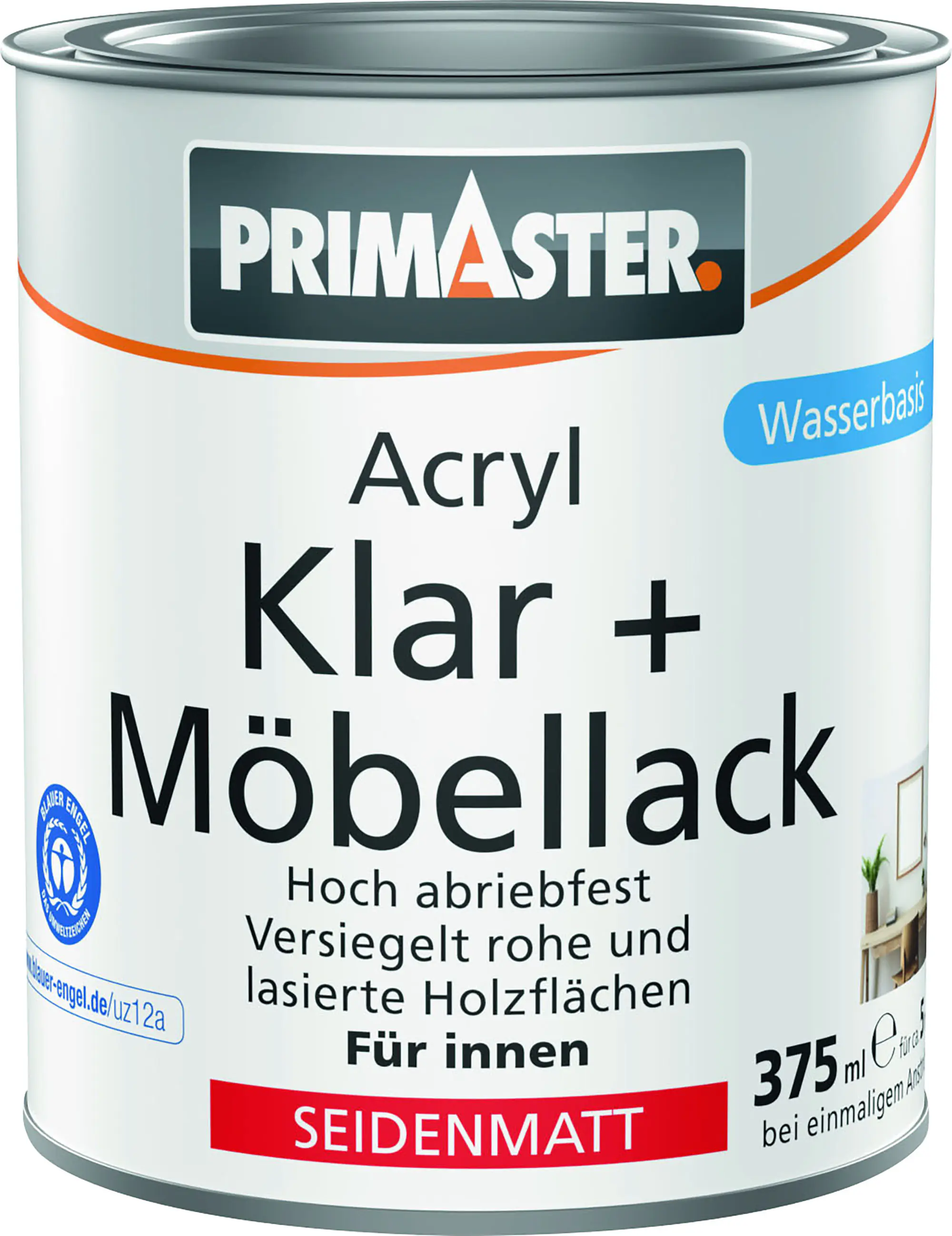 Primaster Acryl Klar + Möbellack 375 ml farblos seidenmatt