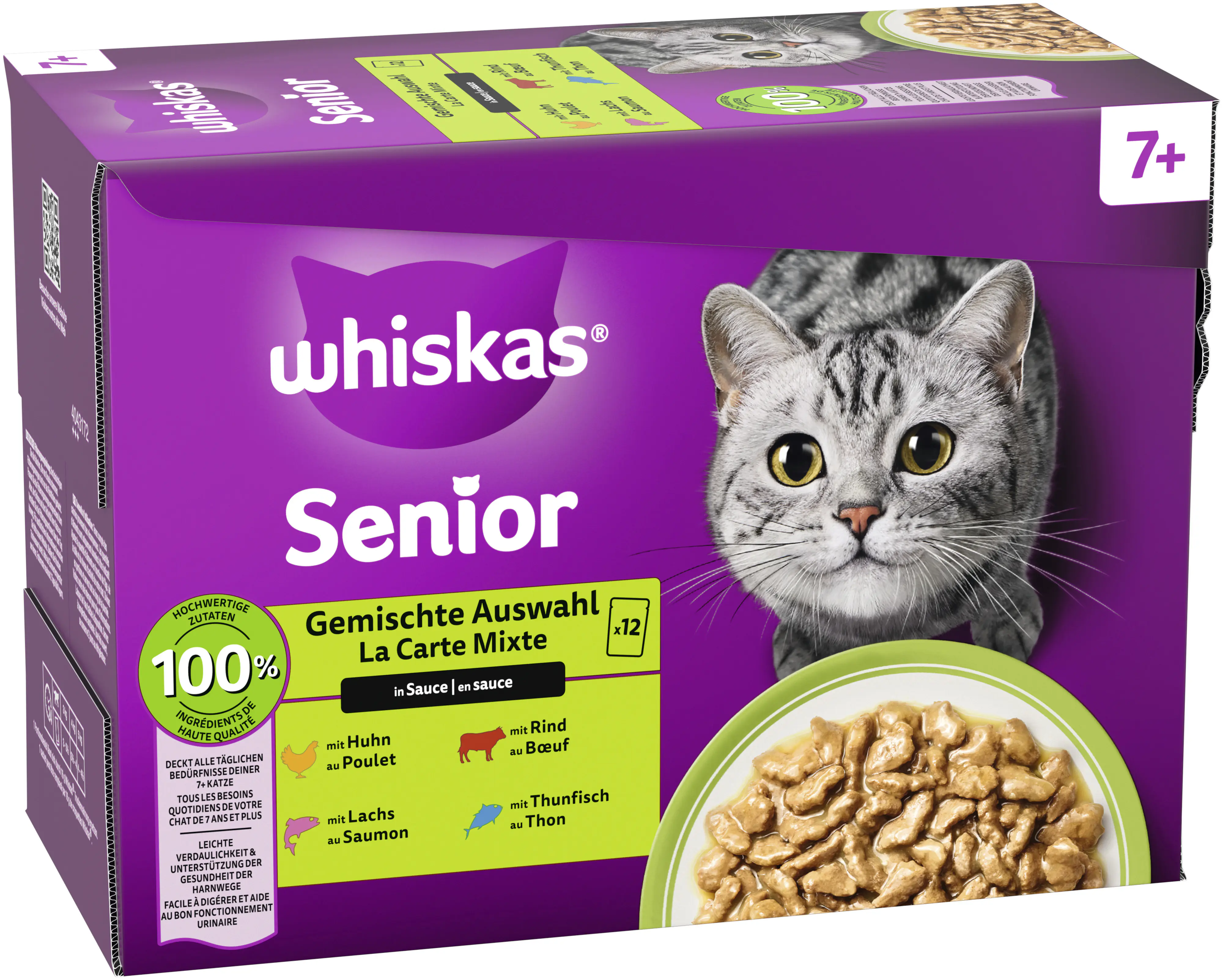 Whiskas Multipack Senior 7+ gemischte Auswahl in Sauce Katzenfutter 12 x 85 g