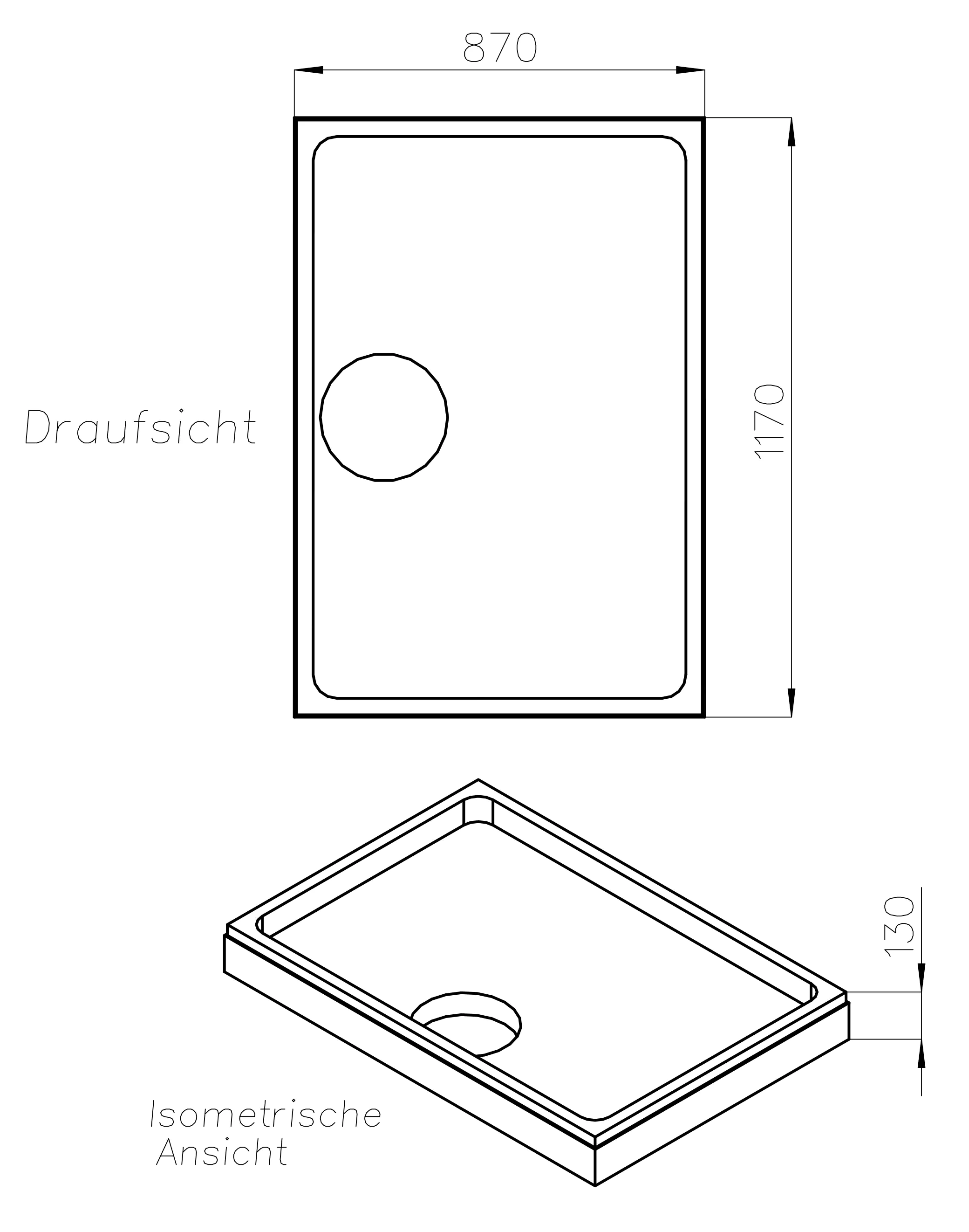 Ottofond Wannenträger Maui R 1170 x 870 mm
